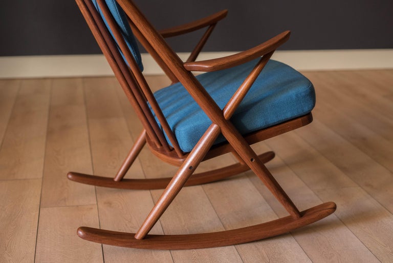 Vintage Danish Solid Teak Rocking Chair by Frank Reenskaug for Bramin For Sale 2