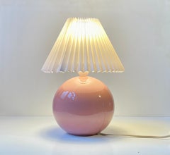 Vintage Danish Spherical Ceramic Table Lamp w. Pink Glaze, 1980s