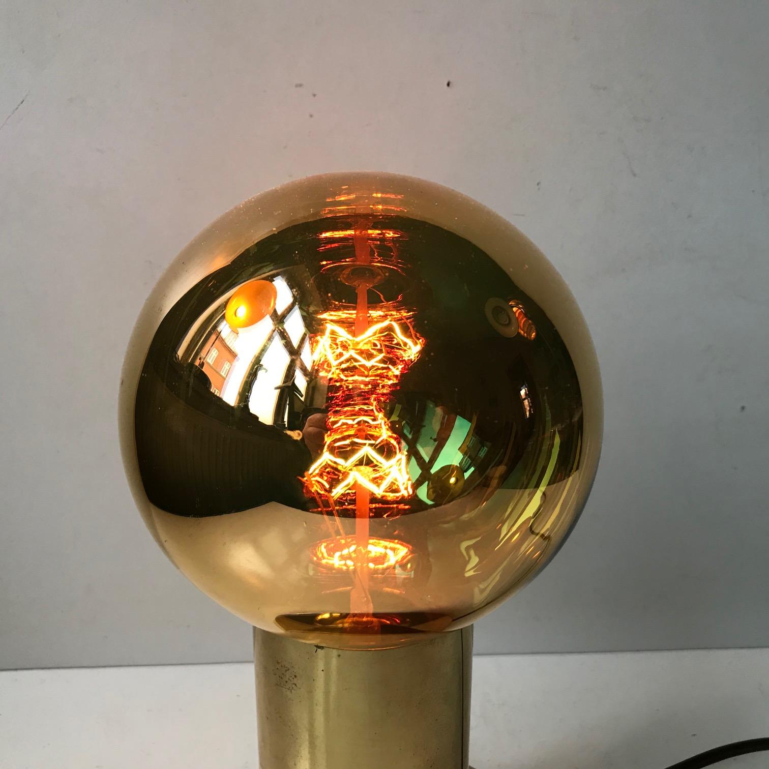 Scandinavian Modern Vintage Danish Spy-Ball Table Lamp in Brass from Frimann, 1970s