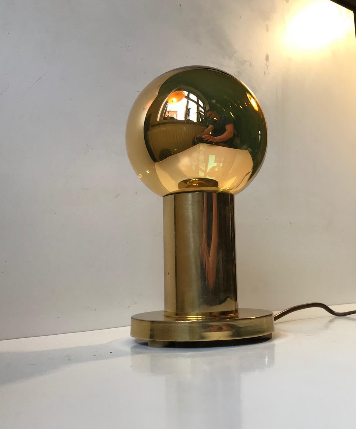 Vintage Danish Spy-Ball Table Lamp in Brass from Frimann, 1970s 1