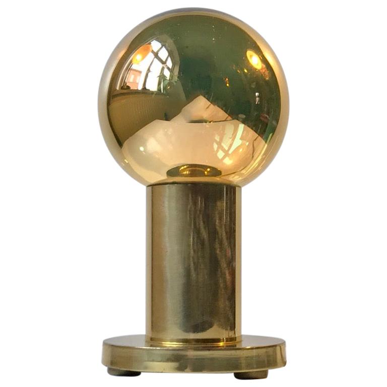 Vintage Danish Spy-Ball Table Lamp in Brass from Frimann, 1970s