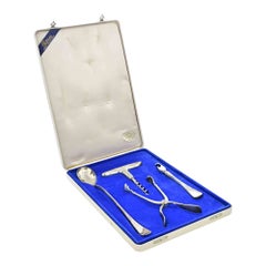 Vintage Danish Sterling Silver Bar Tool Set in Presentation Case... 1960s