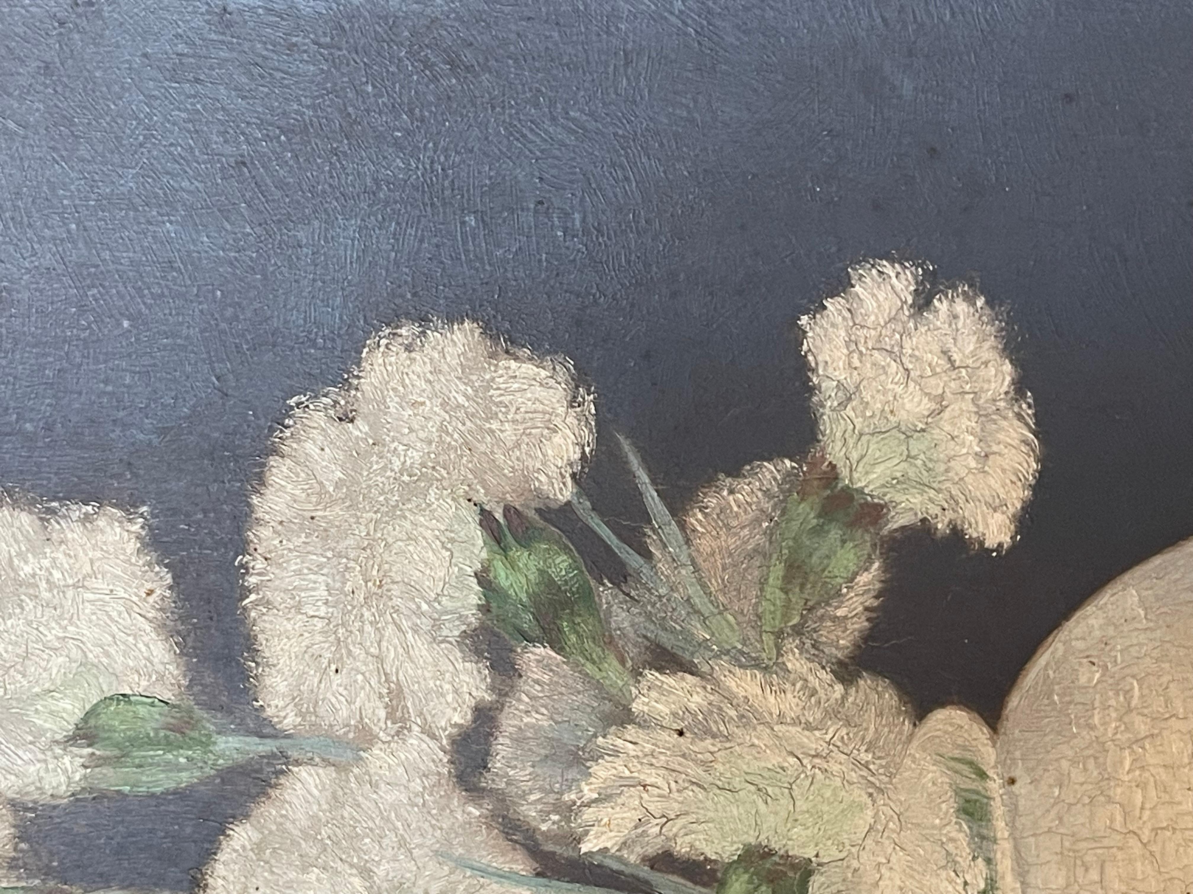 Pittura Natura morta floreale danese d'epoca degli anni '30 dell'artista P. Jørgensen in vendita