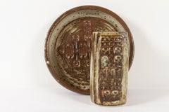 Vintage Danish Stoneware Vase and Bowl by Jørgen Mogensen 1970s