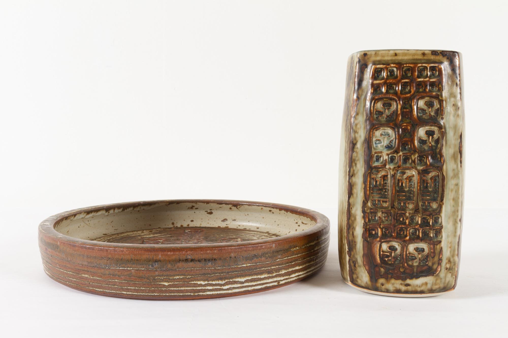 Vintage Danish Stoneware Vase and Bowl by Jørgen Mogensen 1970s In Good Condition For Sale In Asaa, DK