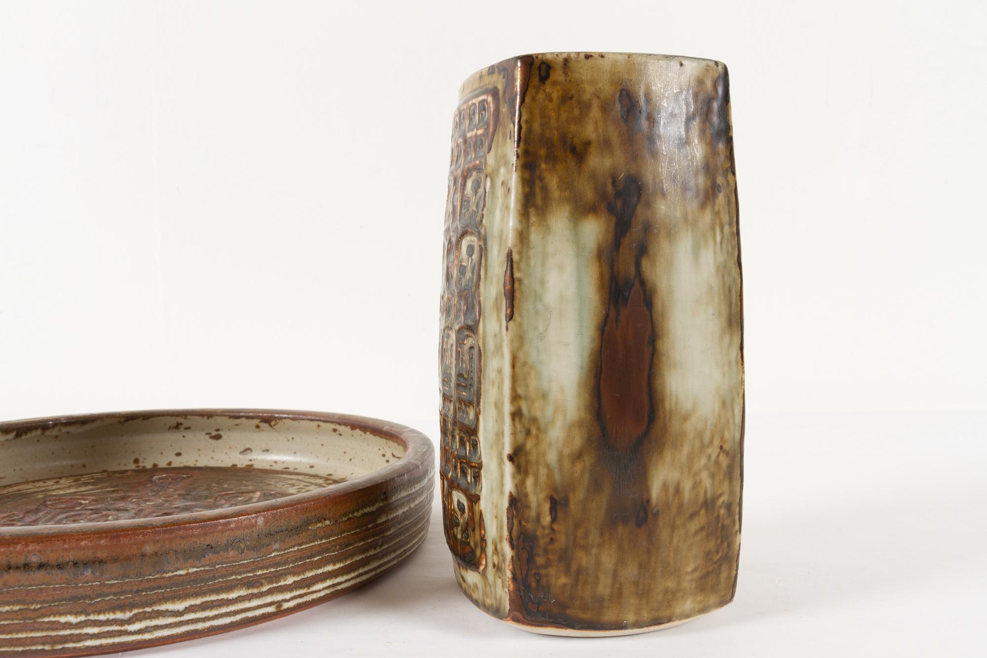 Vintage Danish Stoneware Vase and Bowl by Jørgen Mogensen 1970s For Sale 2