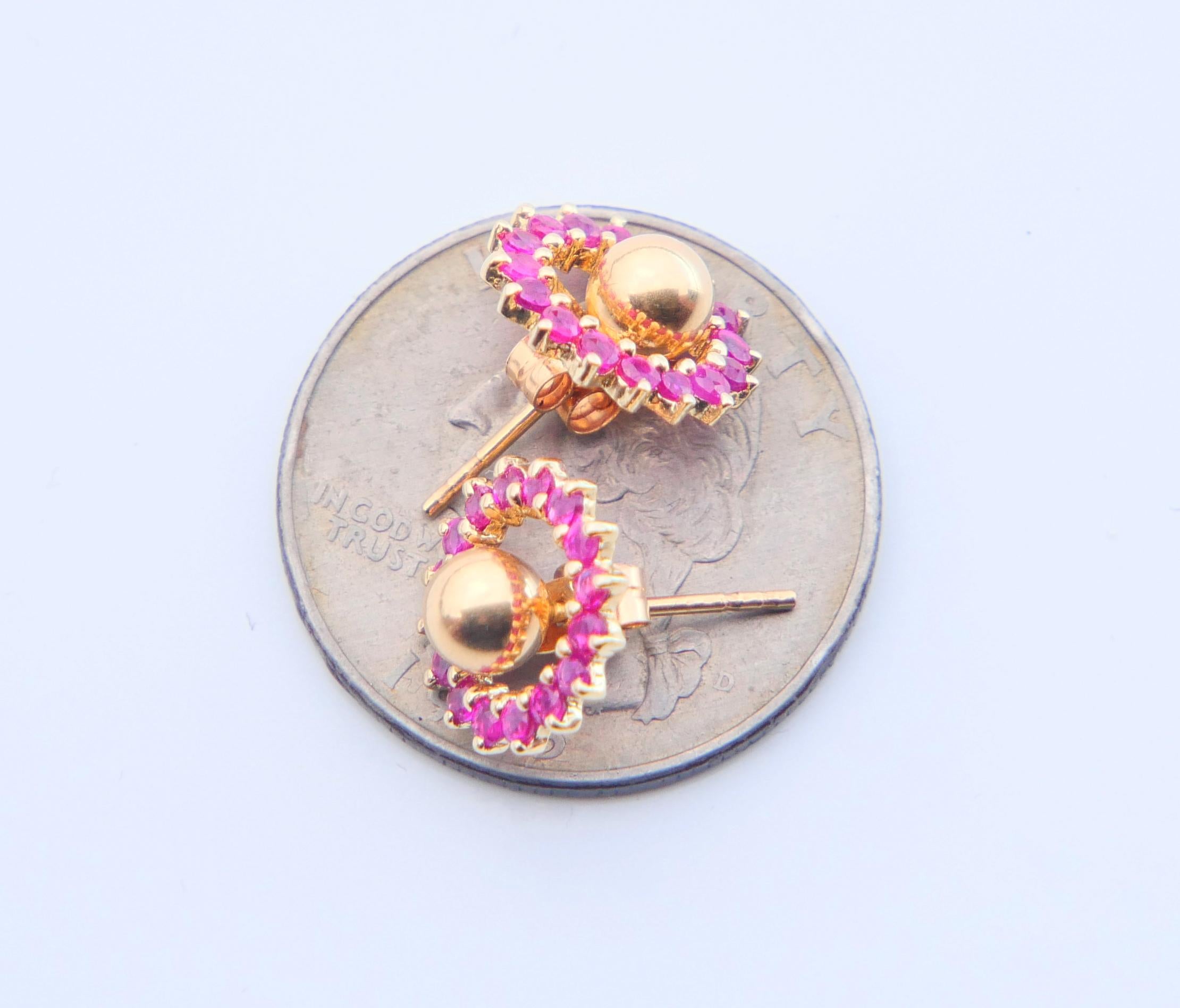 Vintage Danish stud halo Earrings Ruby Sapphire solid 18K Gold / 2.52gr 5