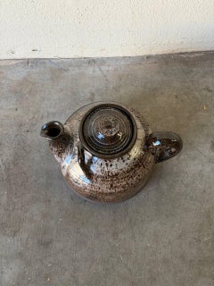 Vintage Danish Studio Pottery Teapot – Brown Drip Glaze Stoneware, 1970s