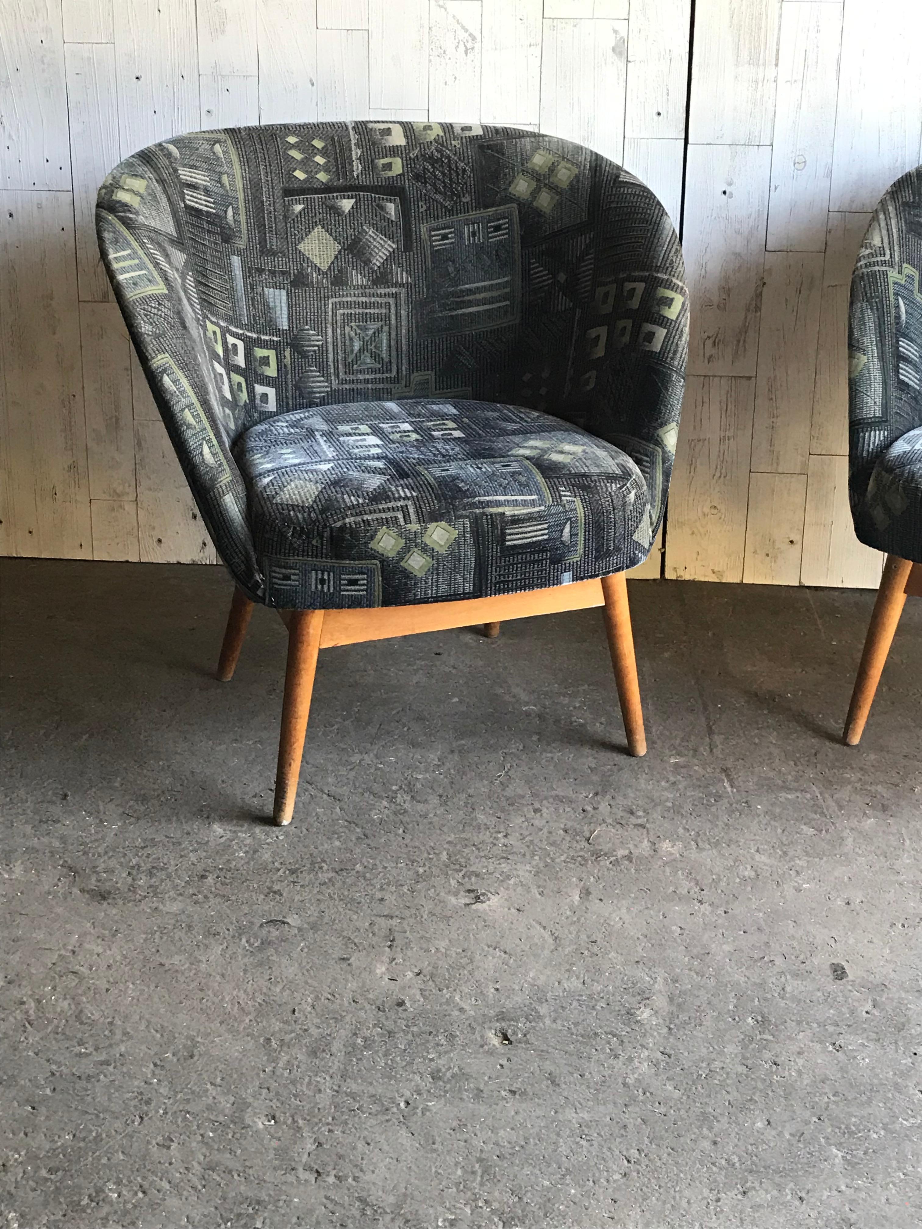 Vintage Danish style armchairs, 1960s
once were produced by the Arts & Crafts Company.
They are original, in beautiful condition.
  