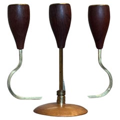 Vintage Danish Style Candle Holder With Wood Accents.