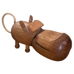 Vintage Danish Style Mid century Modern Wooden Hippo Trinket Box