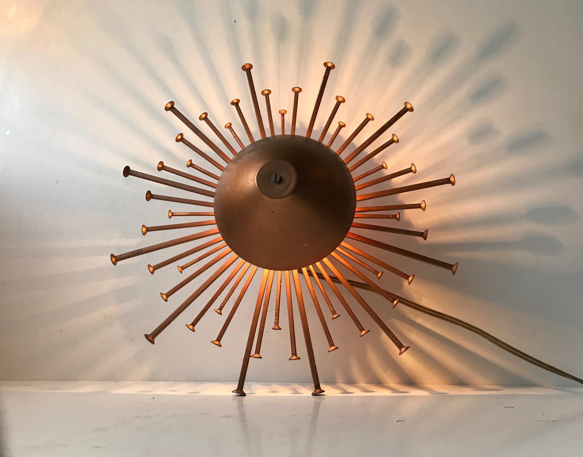 Vintage Danish Sunburst Wall Lamp from Dantoft, 1970s In Good Condition In Esbjerg, DK