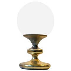 Vintage Danish Table Lamp in White Glass and Brass from ABO, 1970s