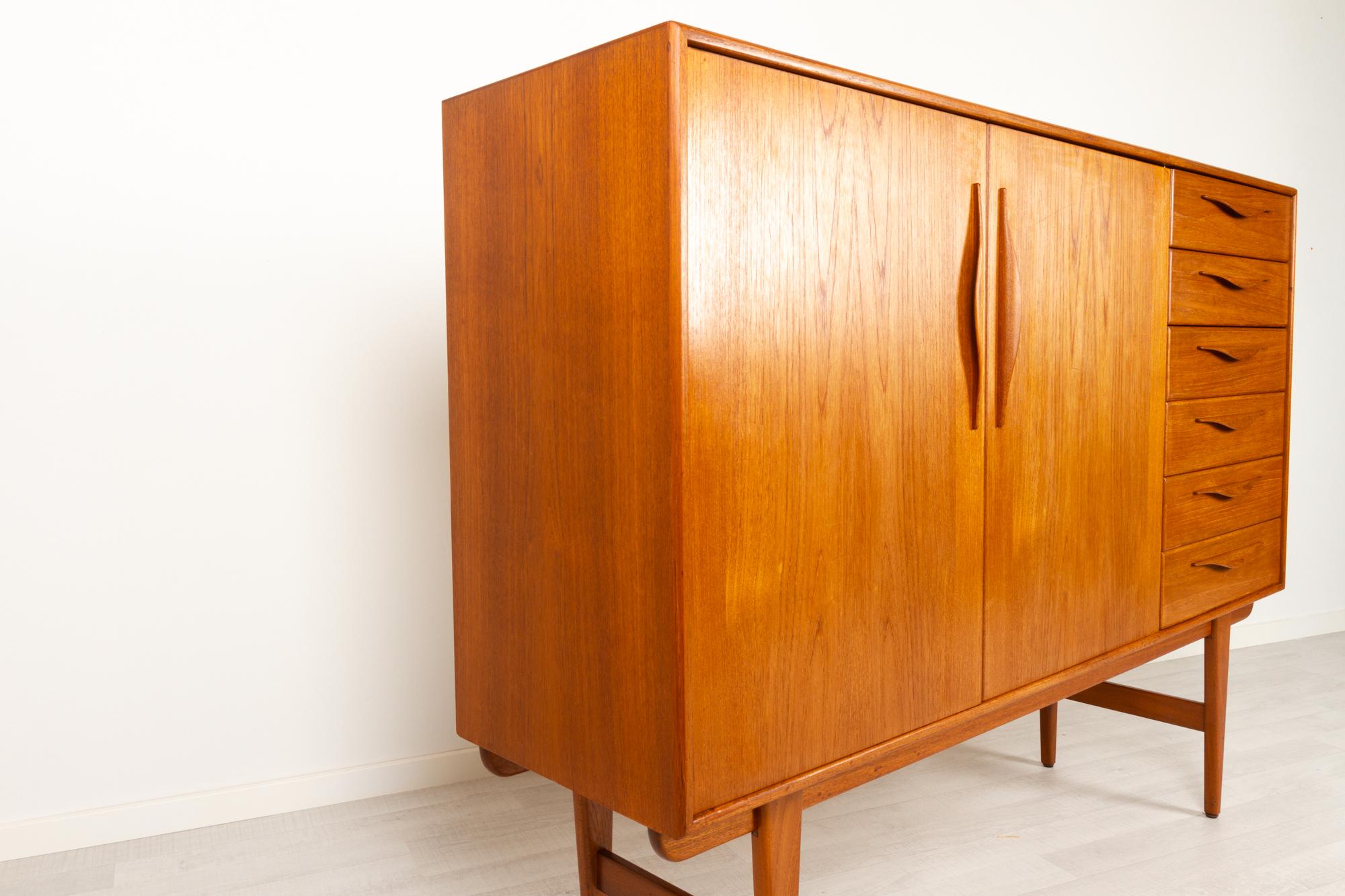 Vintage Danish Tall Teak Sideboard with 6 Drawers, 1960s 7