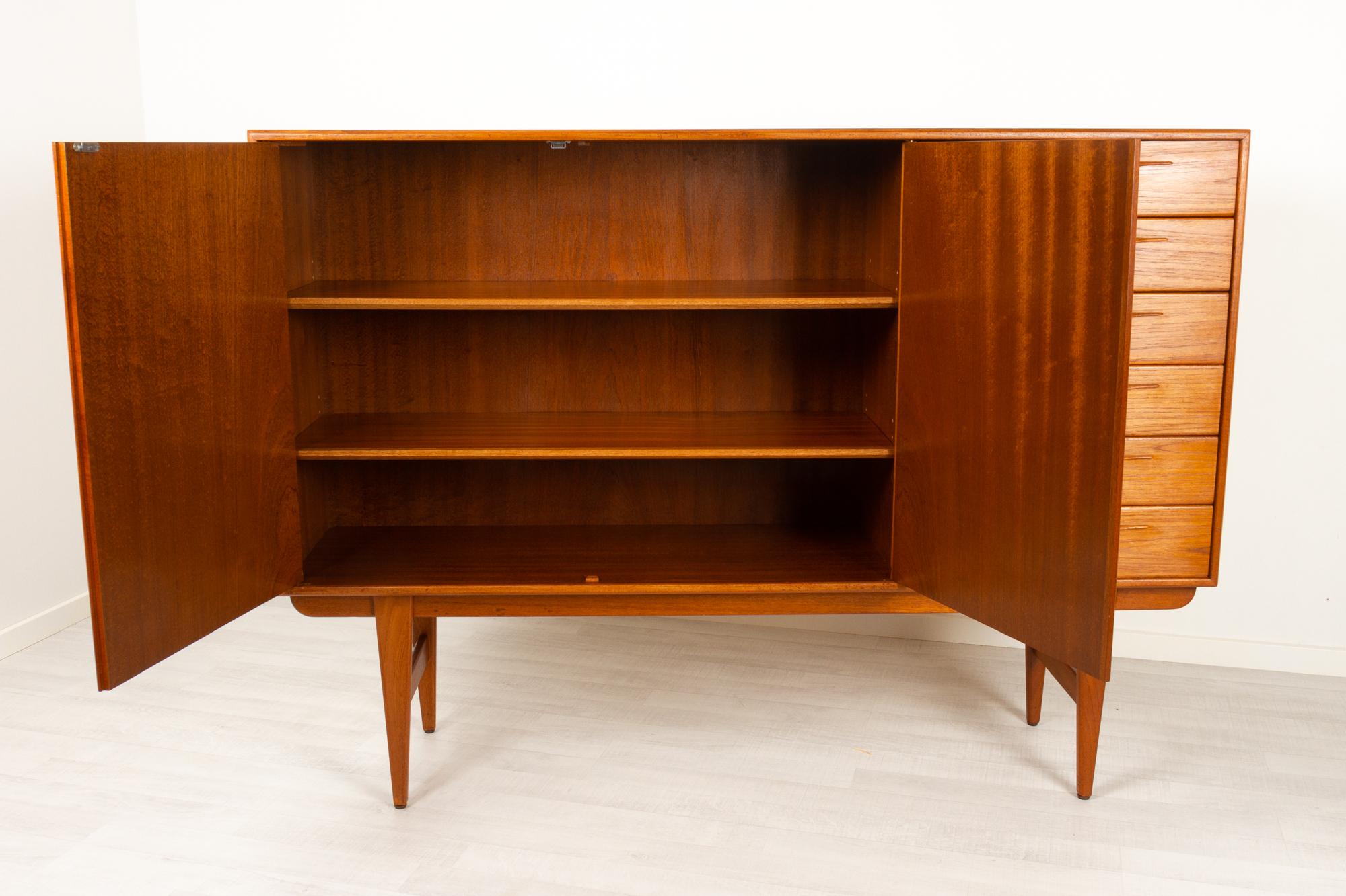 Vintage Danish Tall Teak Sideboard with 6 Drawers, 1960s 1