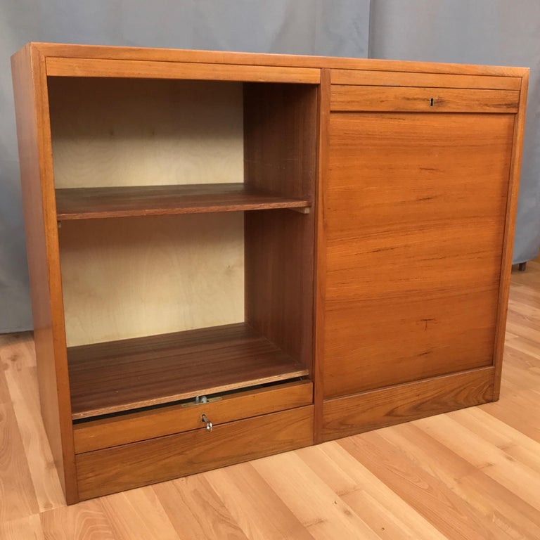 Vintage Danish Tambour Door Dual Compartment Teak File ...