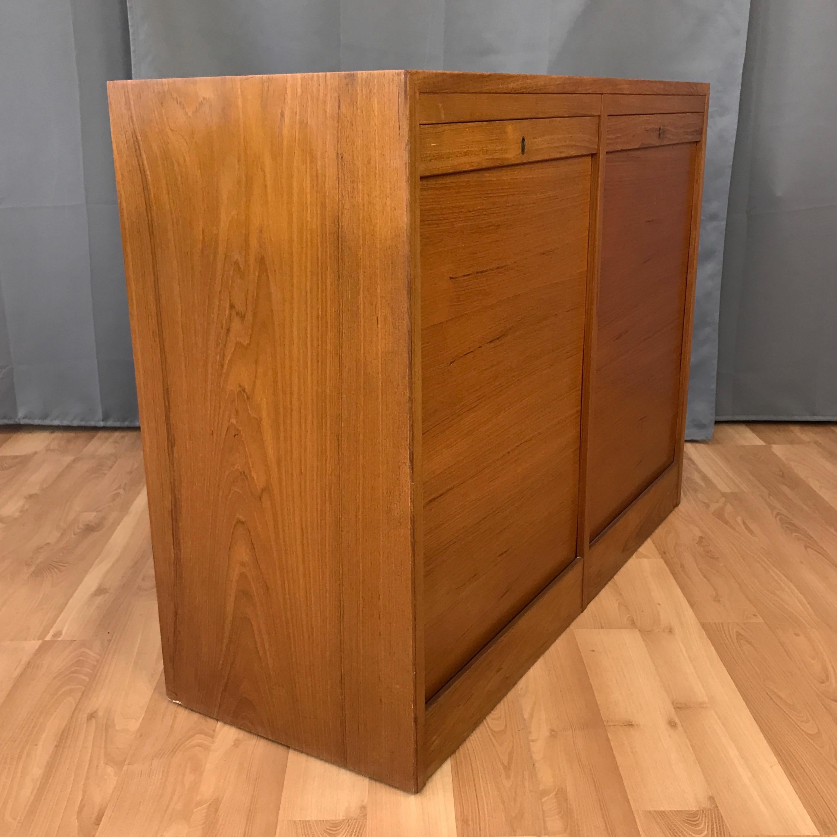 Vintage Danish Tambour Door Dual Compartment Teak File Cabinet (A) 3