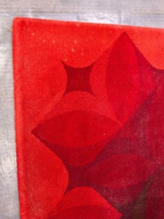 Vintage Danish Tapestry with Bold Red and Pink Geometric Design - Rug & Kilim