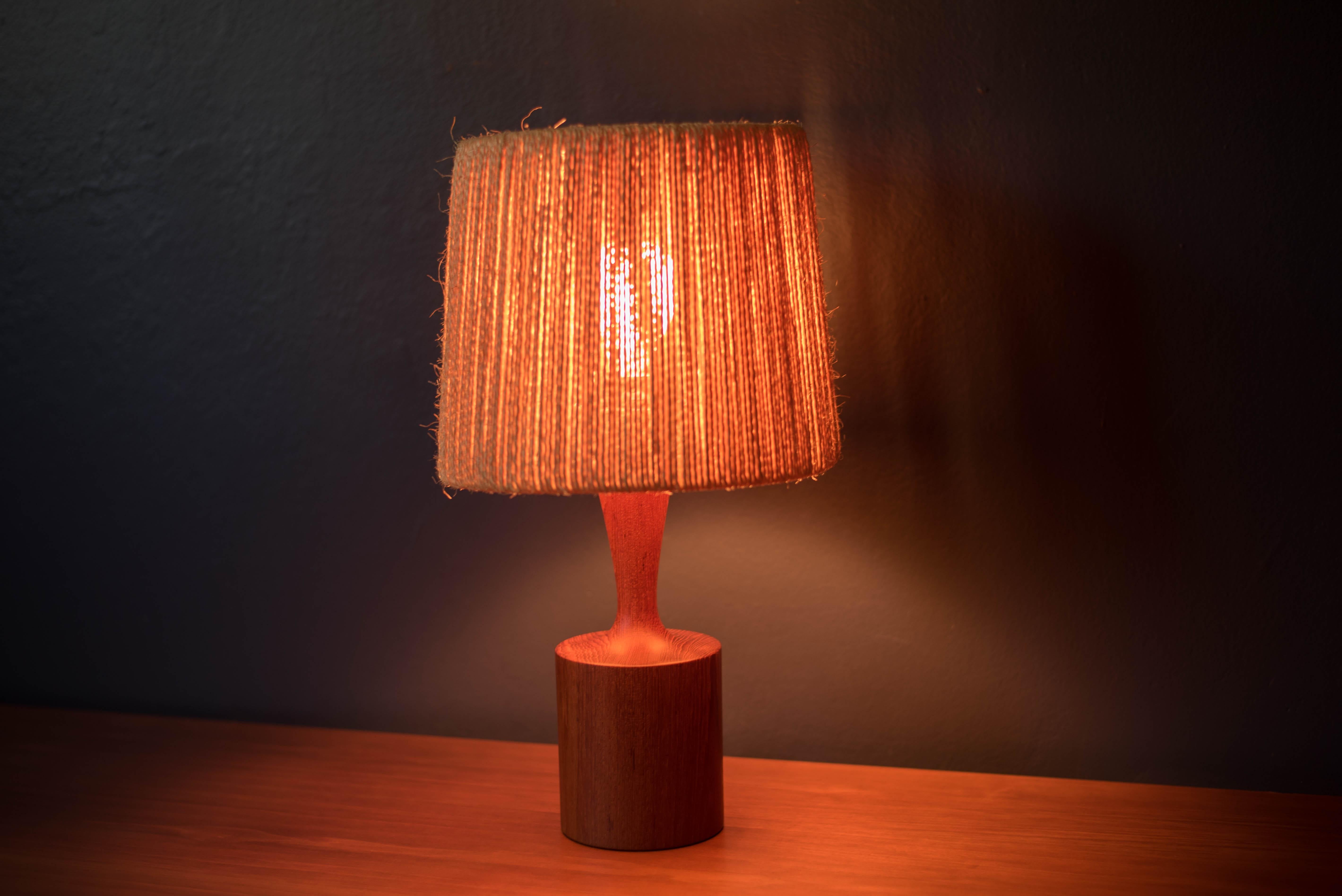 Scandinavian Modern Vintage Danish Teak Accent Table Lamp by Fog & Morup For Sale