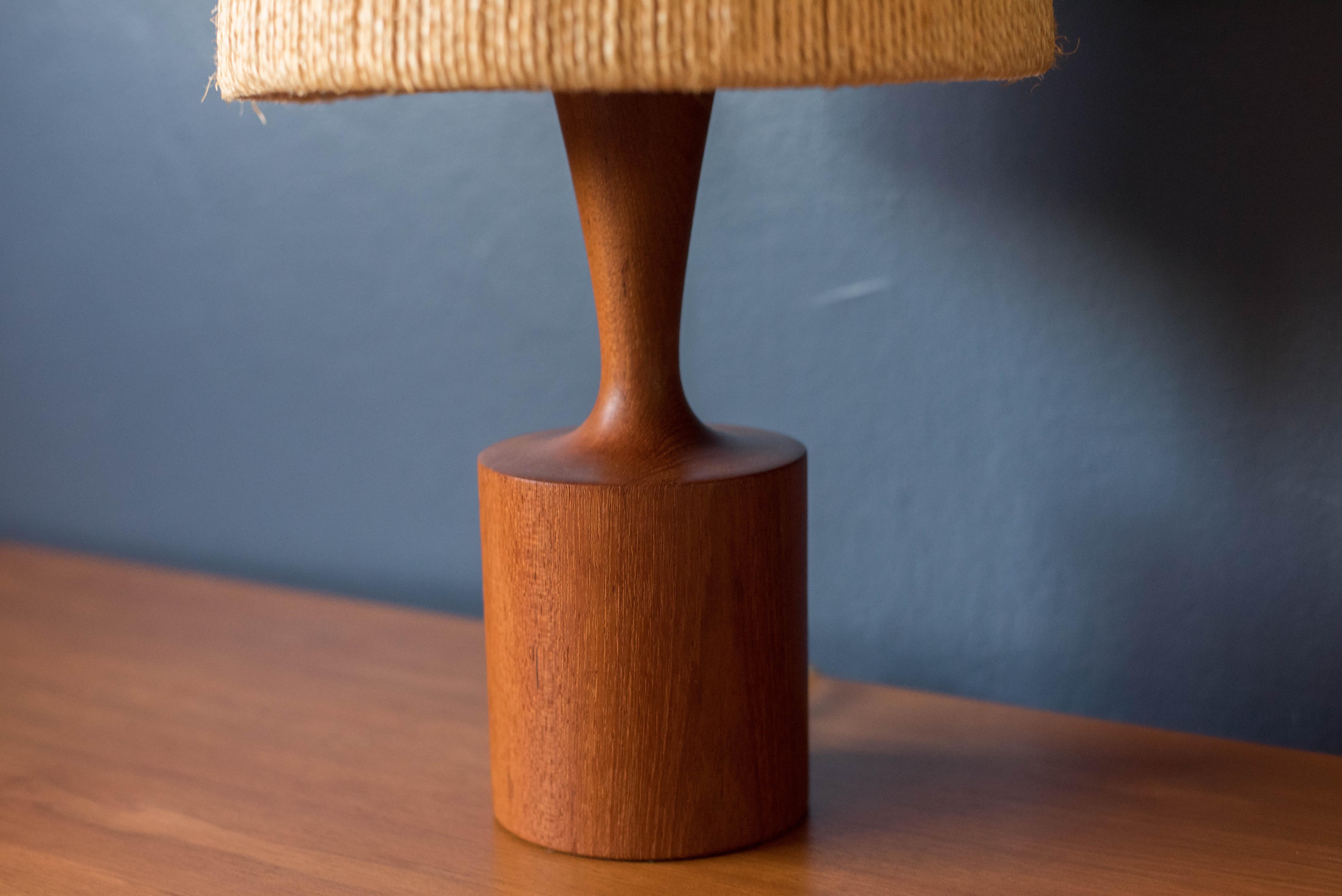 Vintage Danish Teak Accent Table Lamp by Fog & Morup In Good Condition For Sale In San Jose, CA