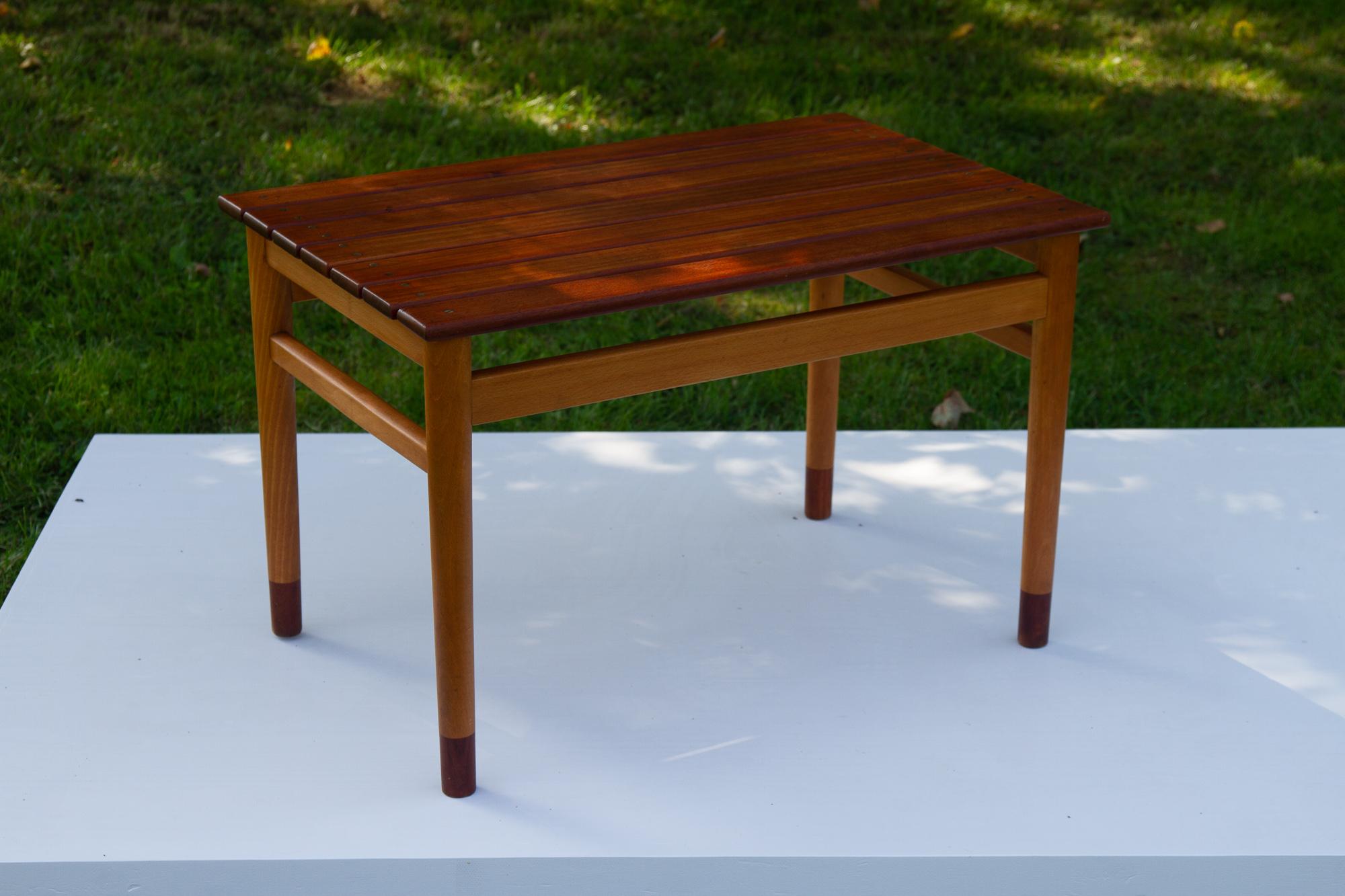 Vintage Danish Teak and Beech Side Table, 1950s For Sale 9