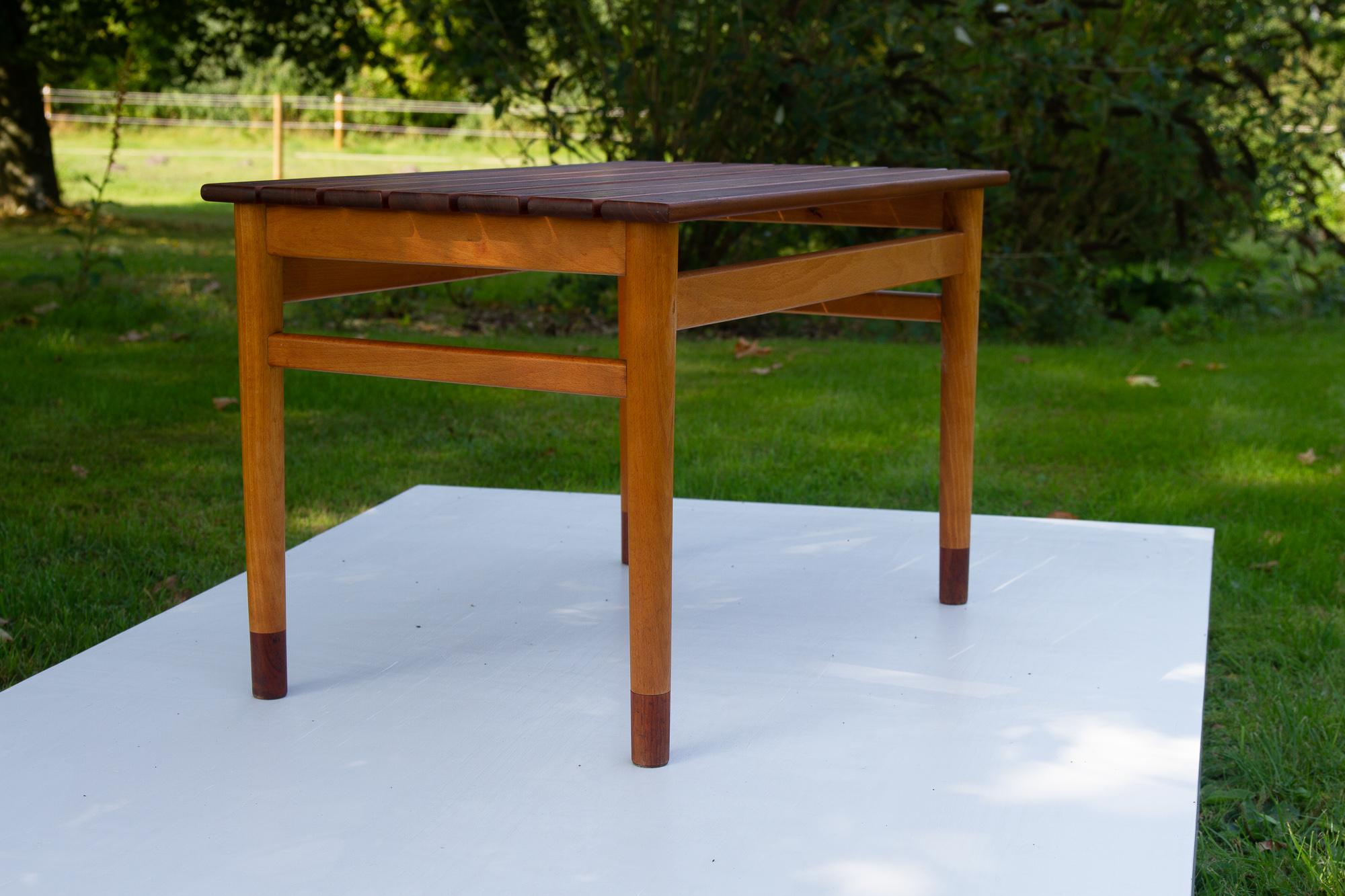 Mid-Century Modern Vintage Danish Teak and Beech Side Table, 1950s For Sale