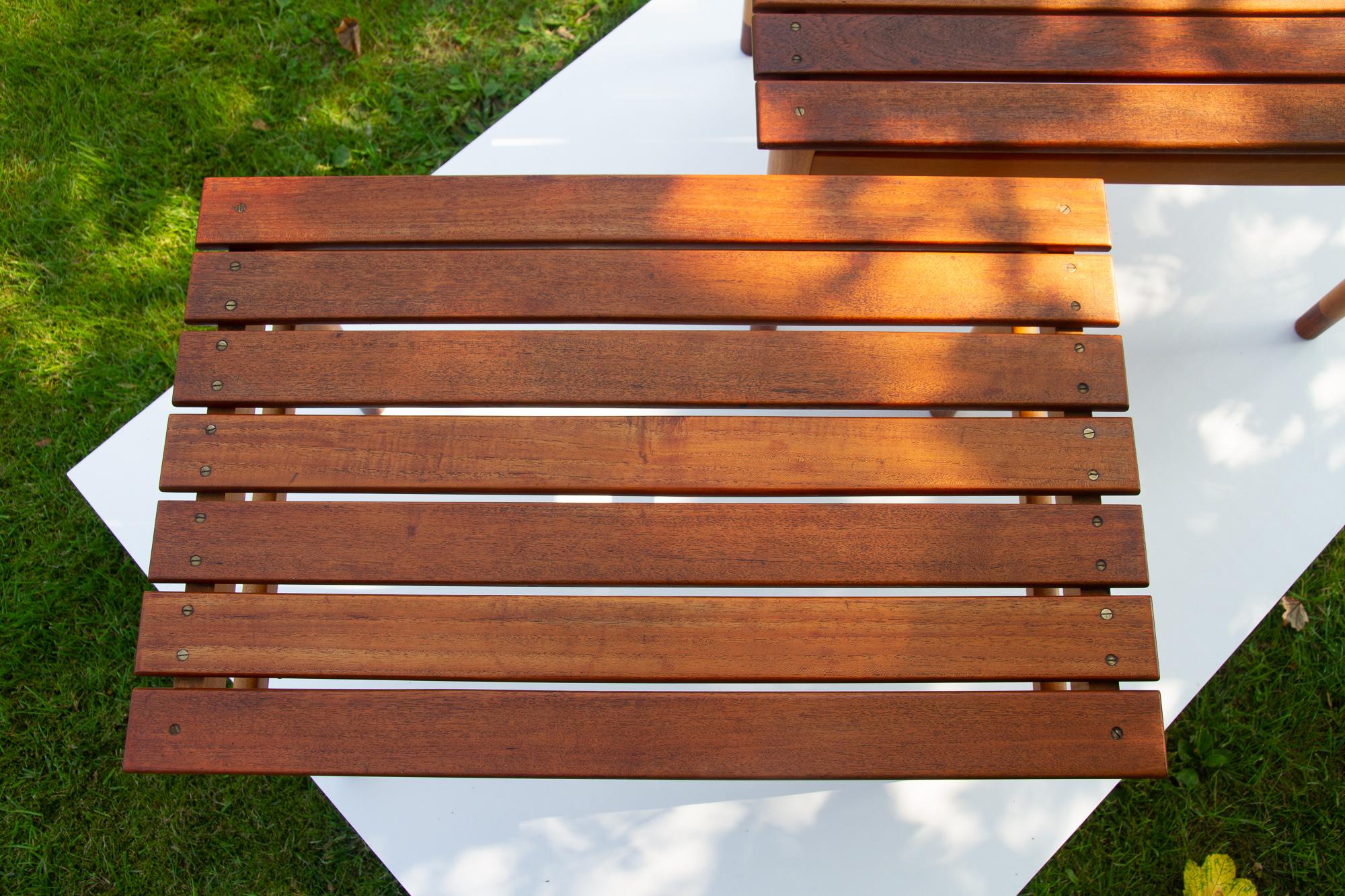 Vintage Danish Teak and Beech Side Tables 1950s, Set of 2 For Sale 6