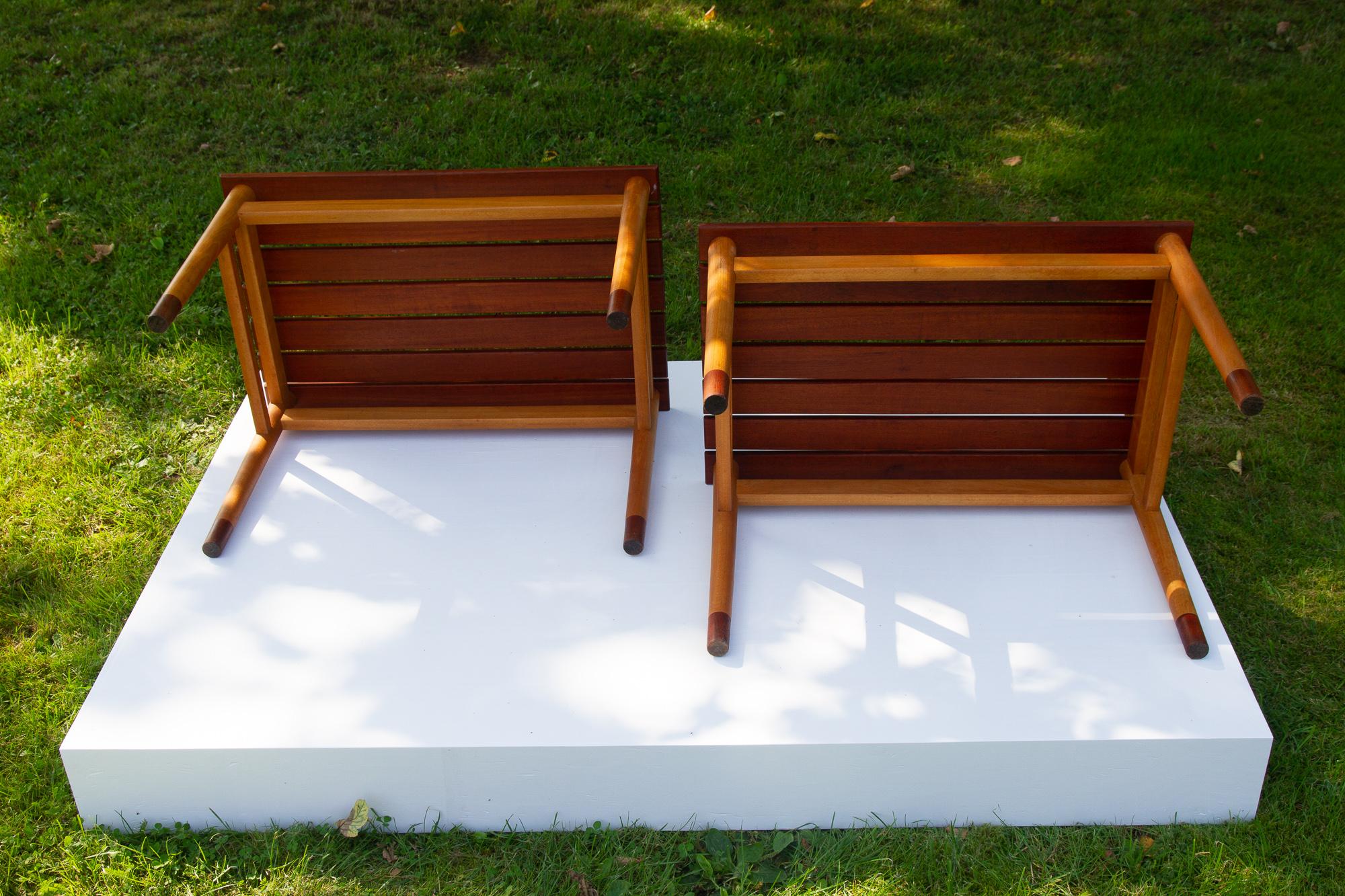 Vintage Danish Teak and Beech Side Tables 1950s, Set of 2 For Sale 13