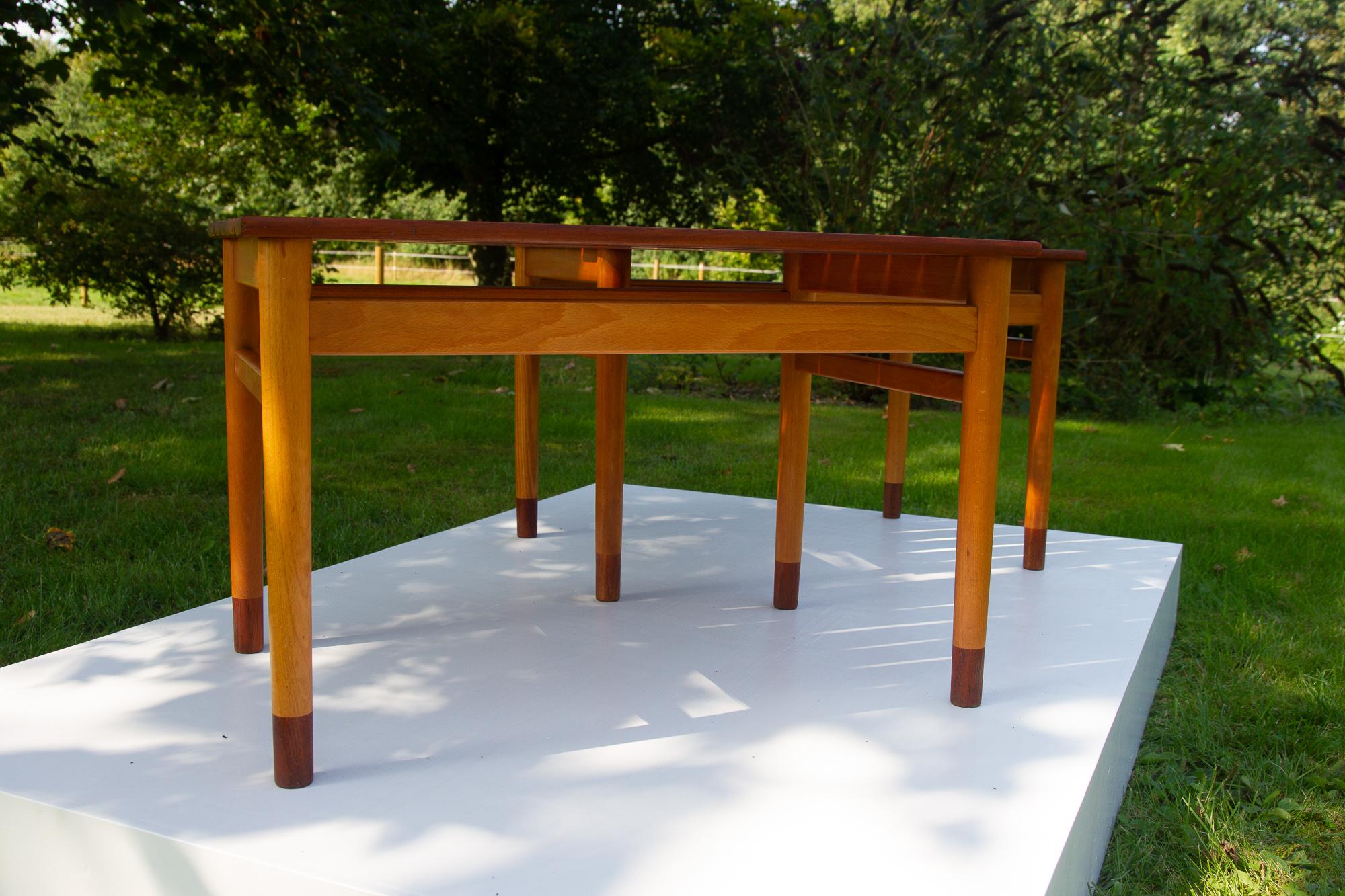 Vintage Danish Teak and Beech Side Tables 1950s, Set of 2 For Sale 1