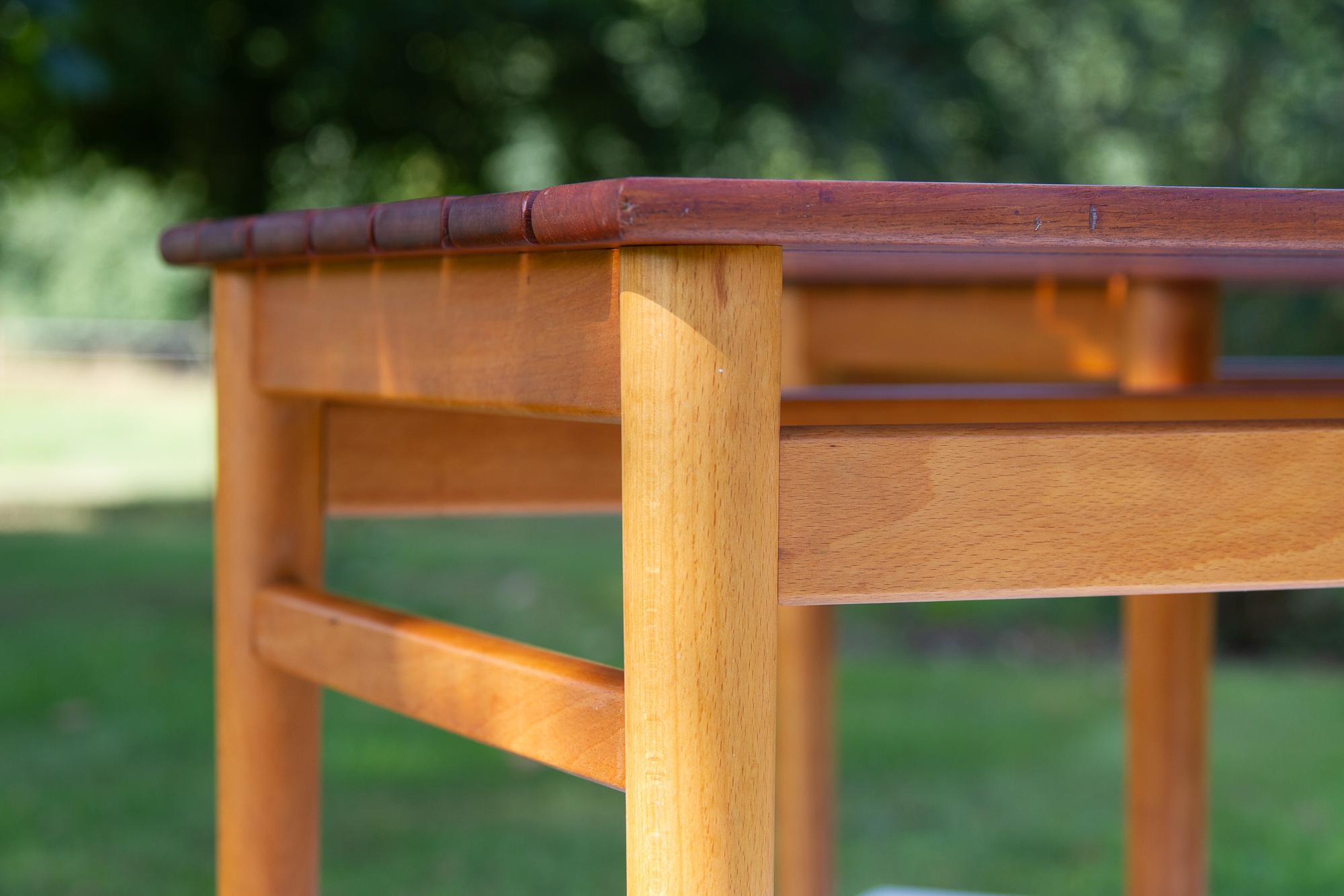 Vintage Danish Teak and Beech Side Tables 1950s, Set of 2 For Sale 3