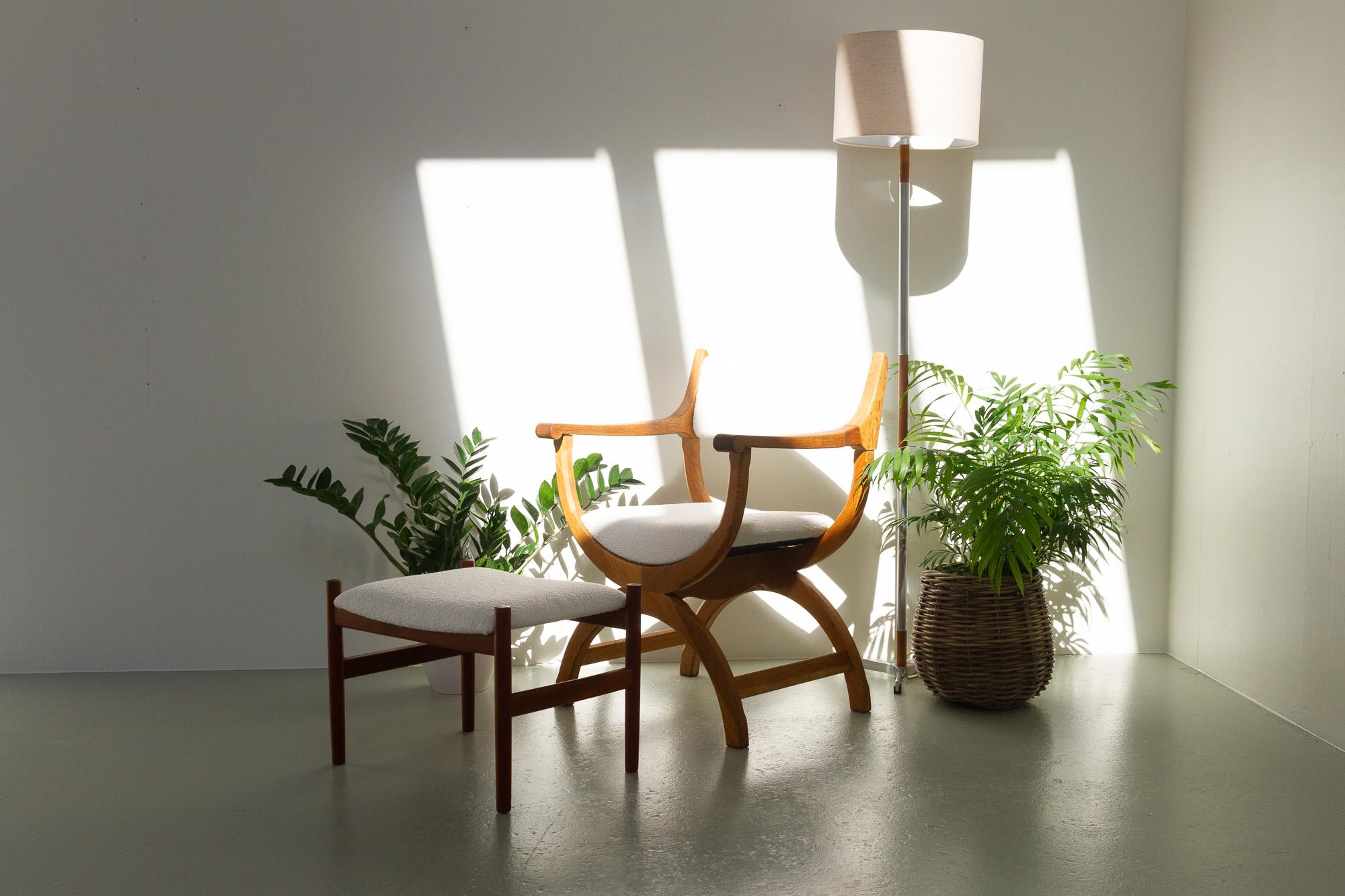 Vintage Danish Teak and Bouclé Stool by Spøttrup, 1960s For Sale 9