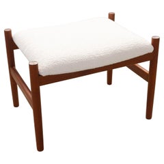 Sgabello danese vintage in teak e bouclé di Spøttrup, anni '60