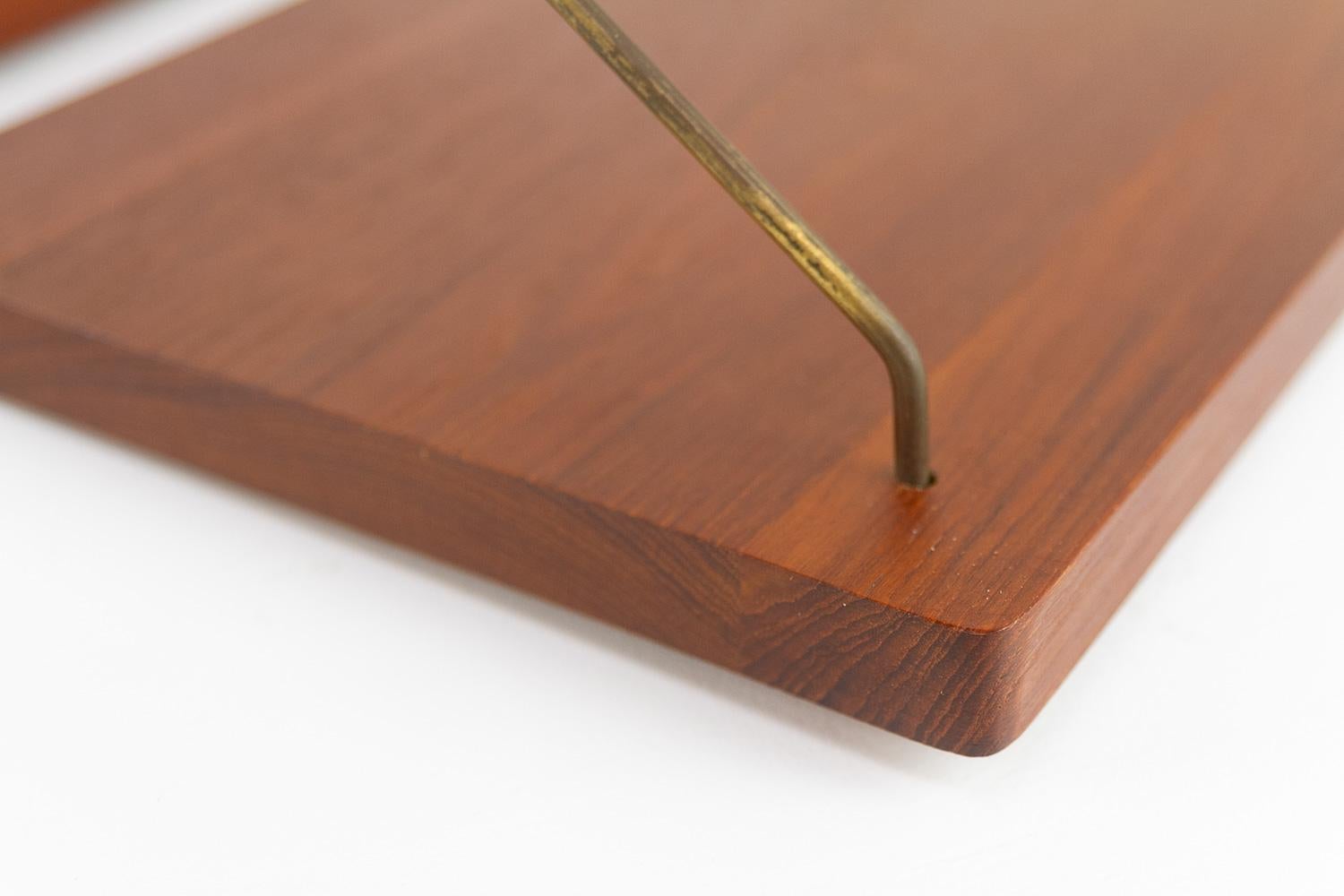 Vintage Danish Teak and Brass Floating Shelves, 1960s. Set of 2. In Good Condition In Asaa, DK