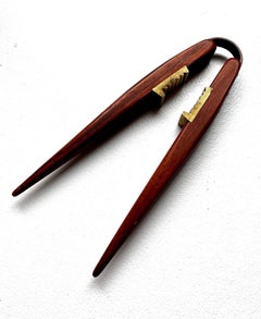 Vintage Danish Teak and Brass Nutcracker by Poul Knudsen, c. 1960