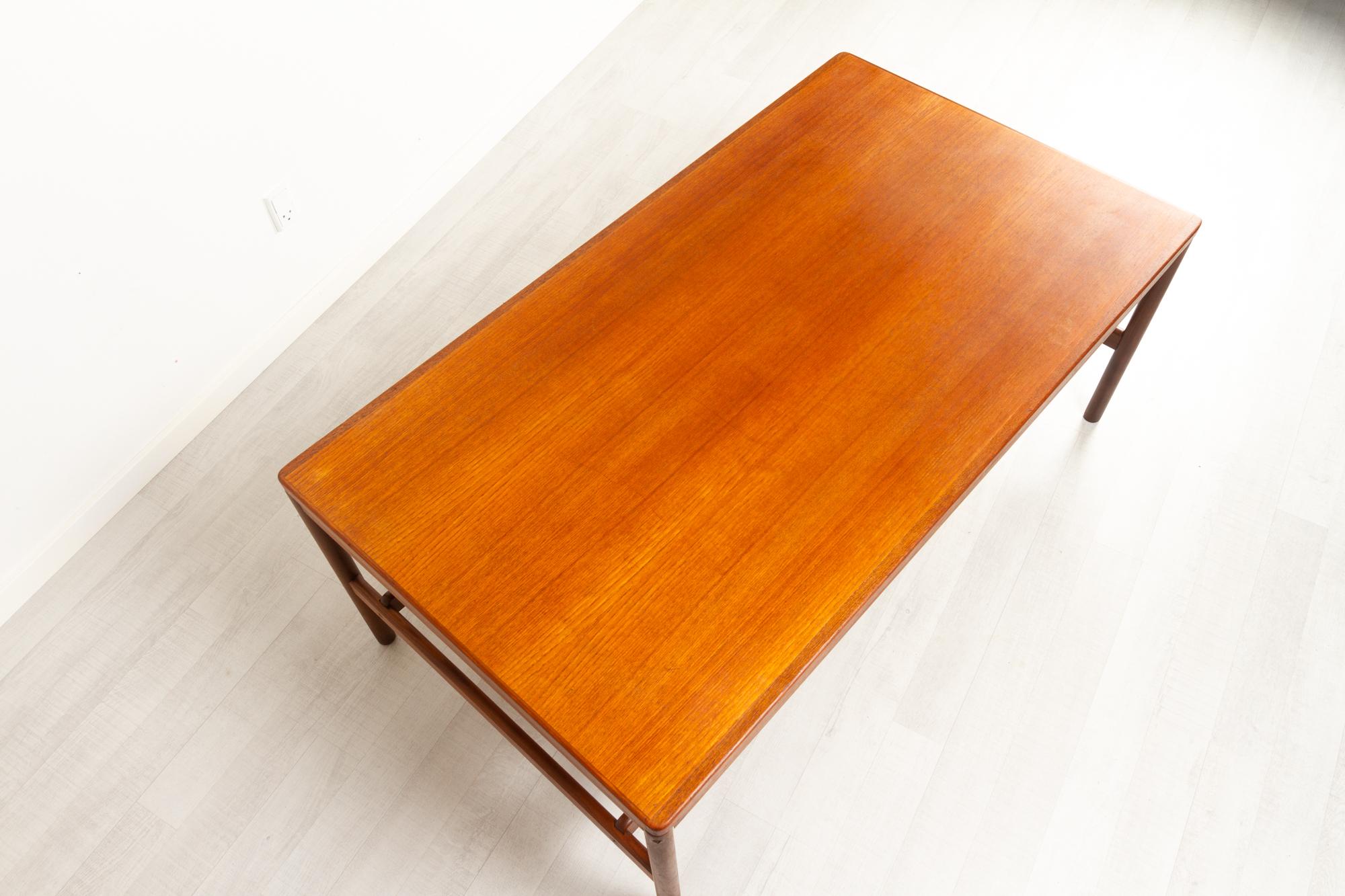 Vintage Danish Teak and Cane Coffee Table, 1960s 10