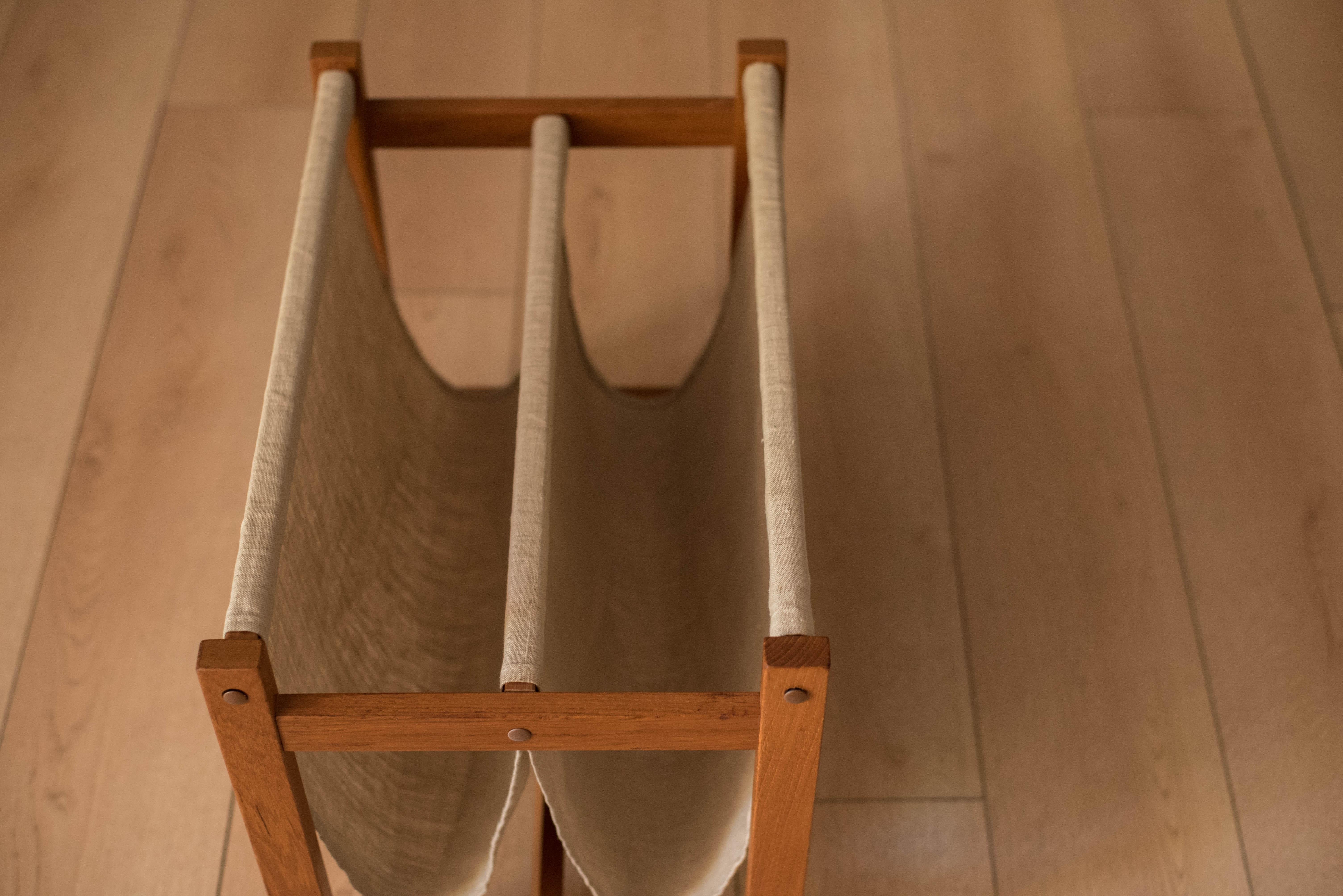 Canvas Magazine Rack Vintage Danish Teak and Canvas Magazine Rack at 1stDibs | danish ...
