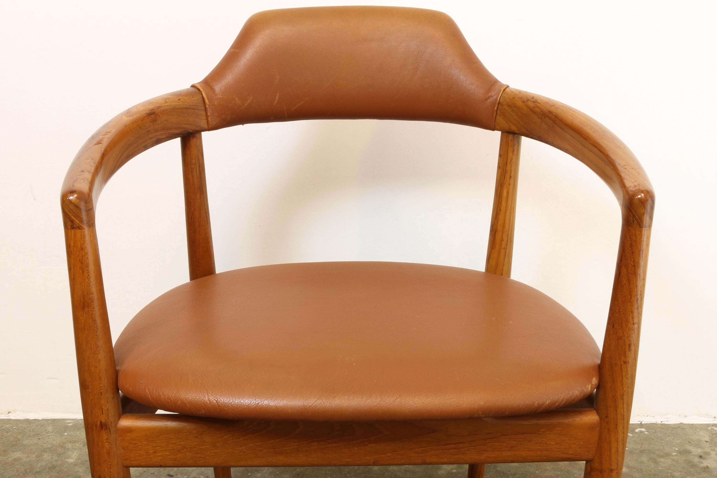 Vintage Danish Teak and Leather Armchair, 1960s 3