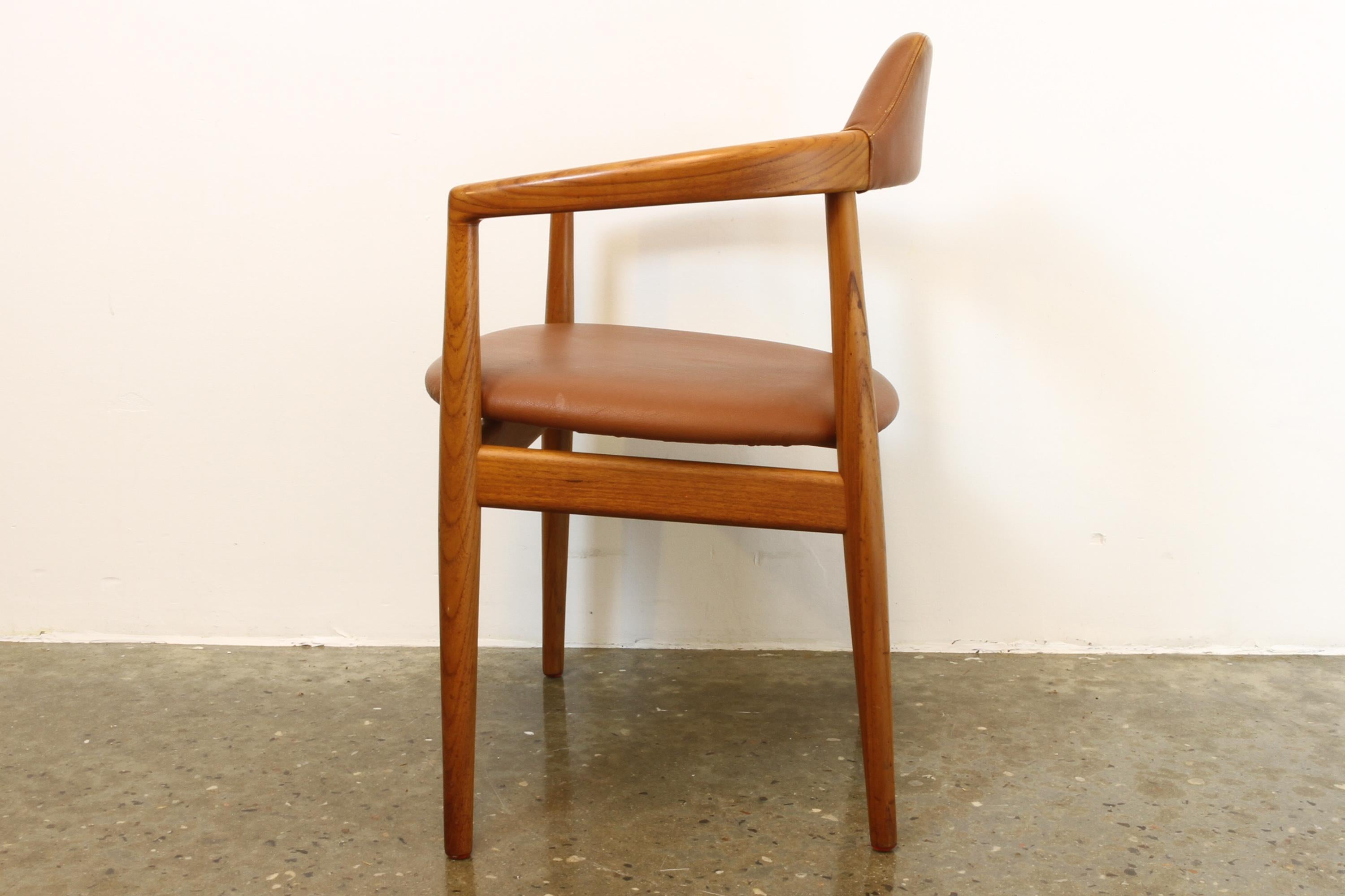 Vintage Danish Teak and Leather Armchair, 1960s In Good Condition In Asaa, DK
