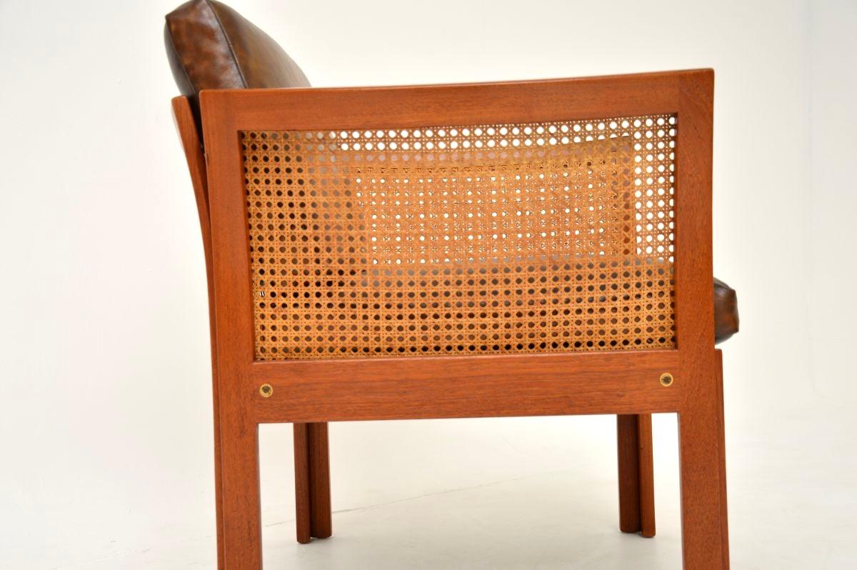 Vintage Danish Teak und Leder Sessel von Illum Wikkelso im Angebot 4