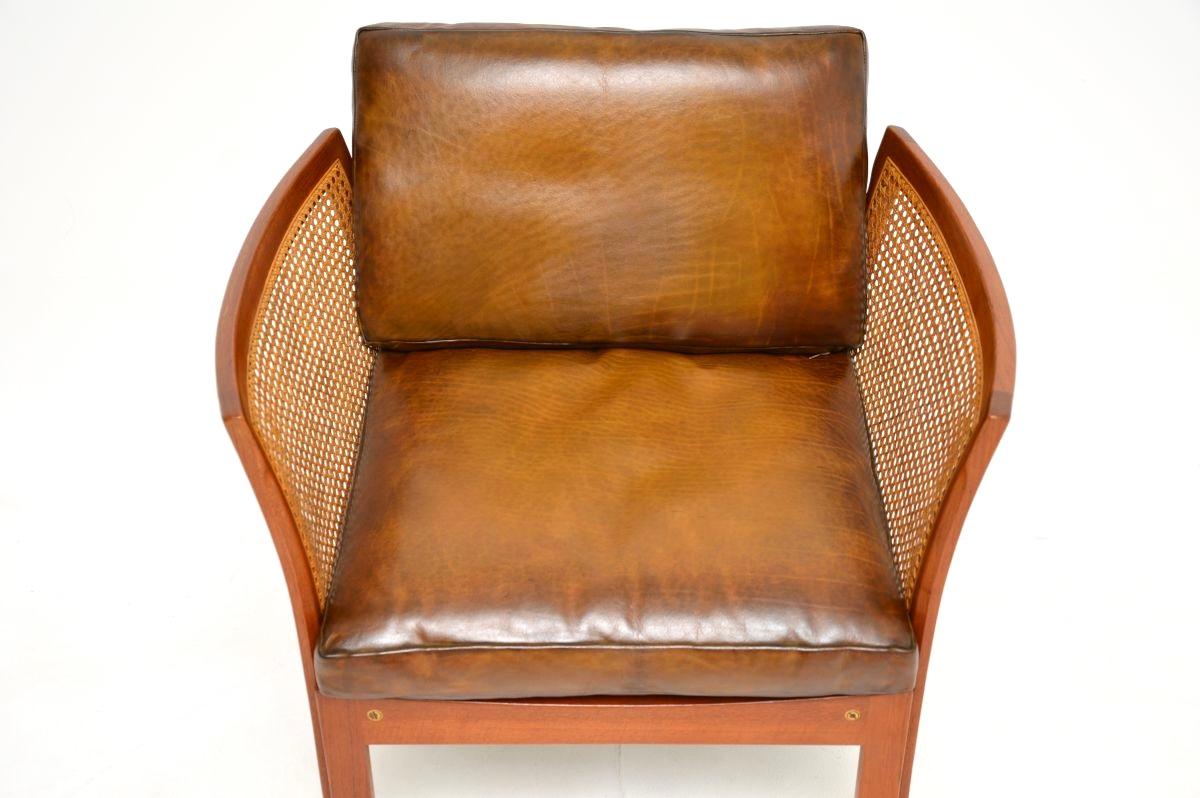 Vintage Danish Teak und Leder Sessel von Illum Wikkelso im Angebot 3