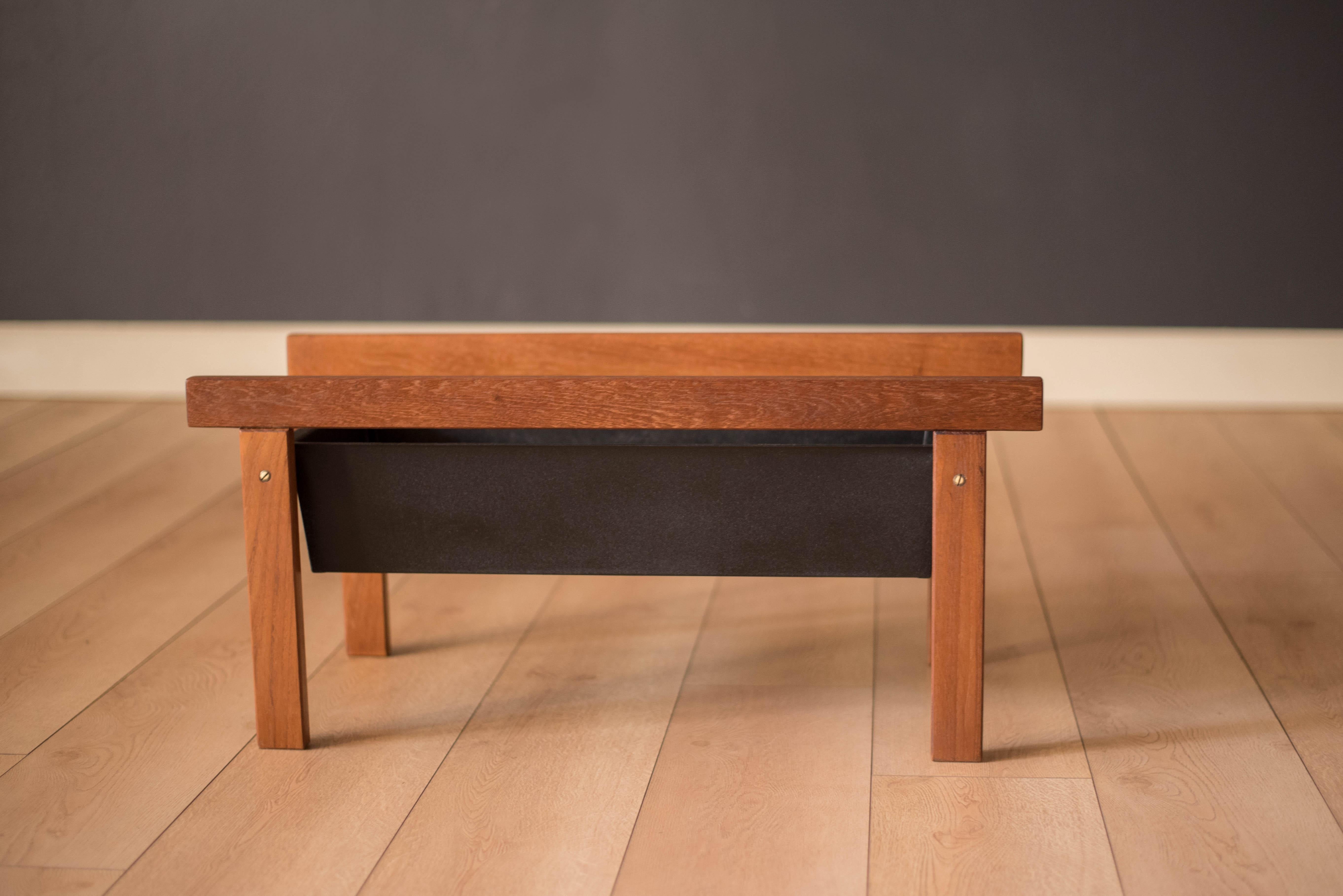 Vintage Danish Teak and Metal Planter Box In Good Condition In San Jose, CA