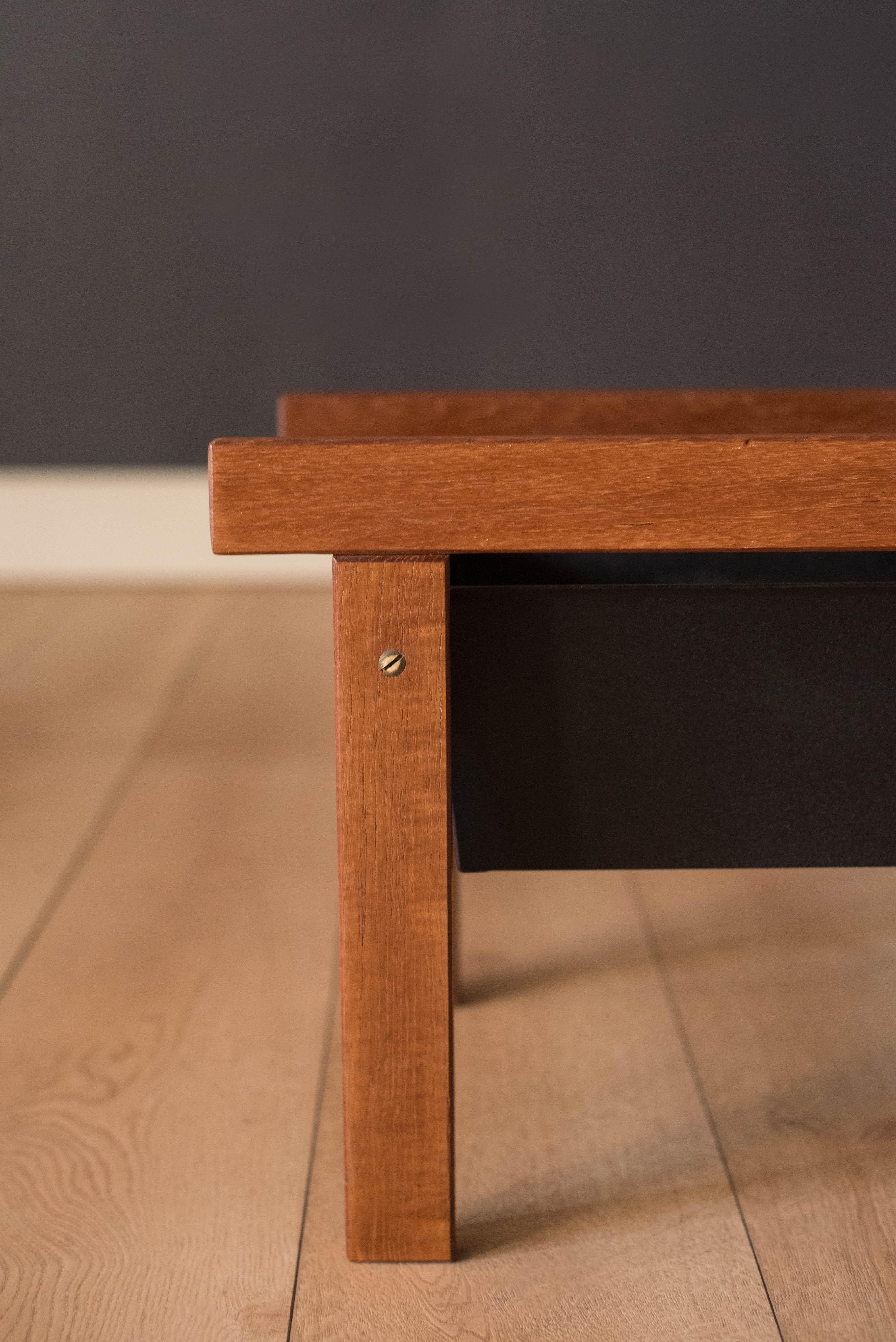 Vintage Danish Teak and Metal Planter Box 1