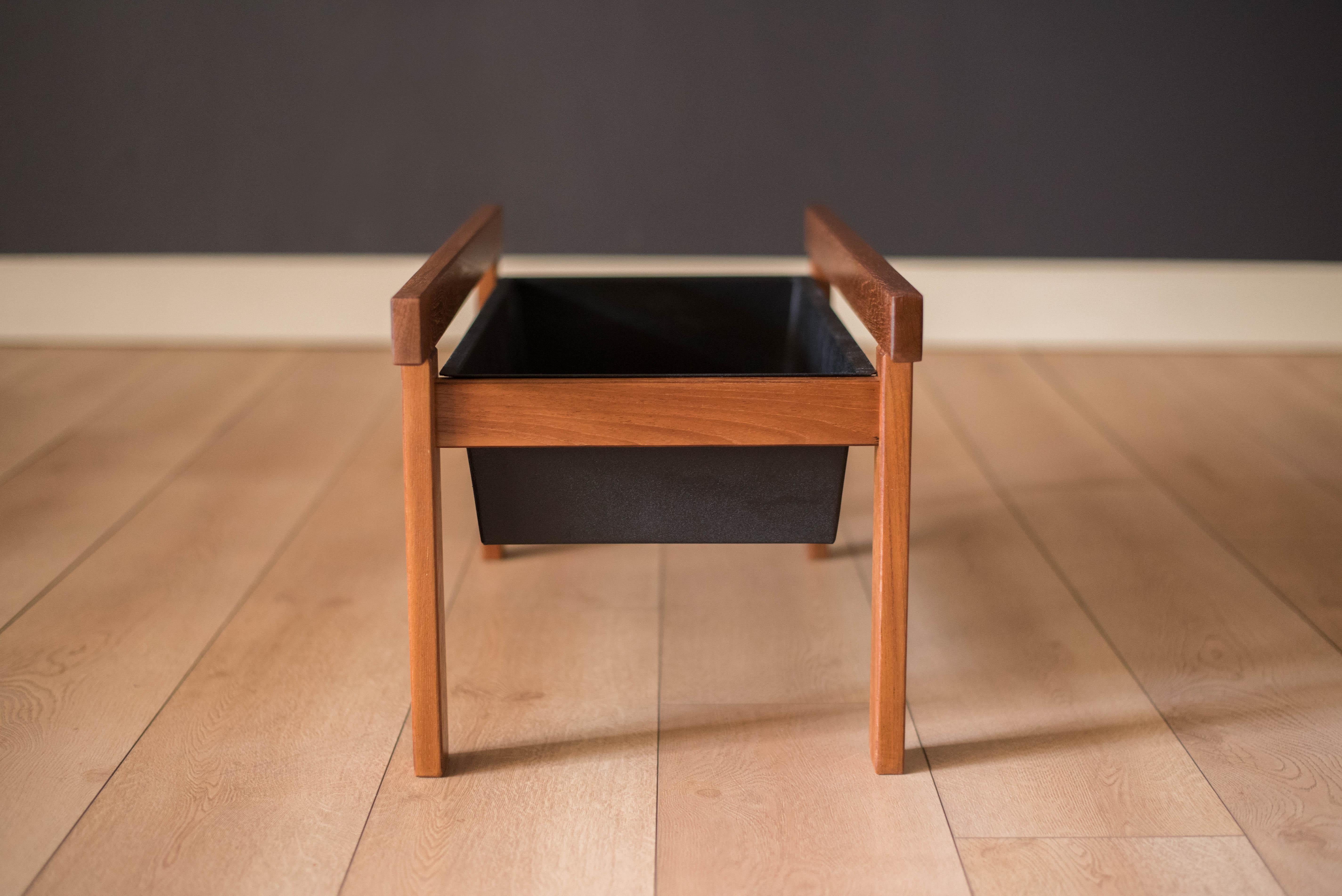 Vintage Danish Teak and Metal Planter Box 2