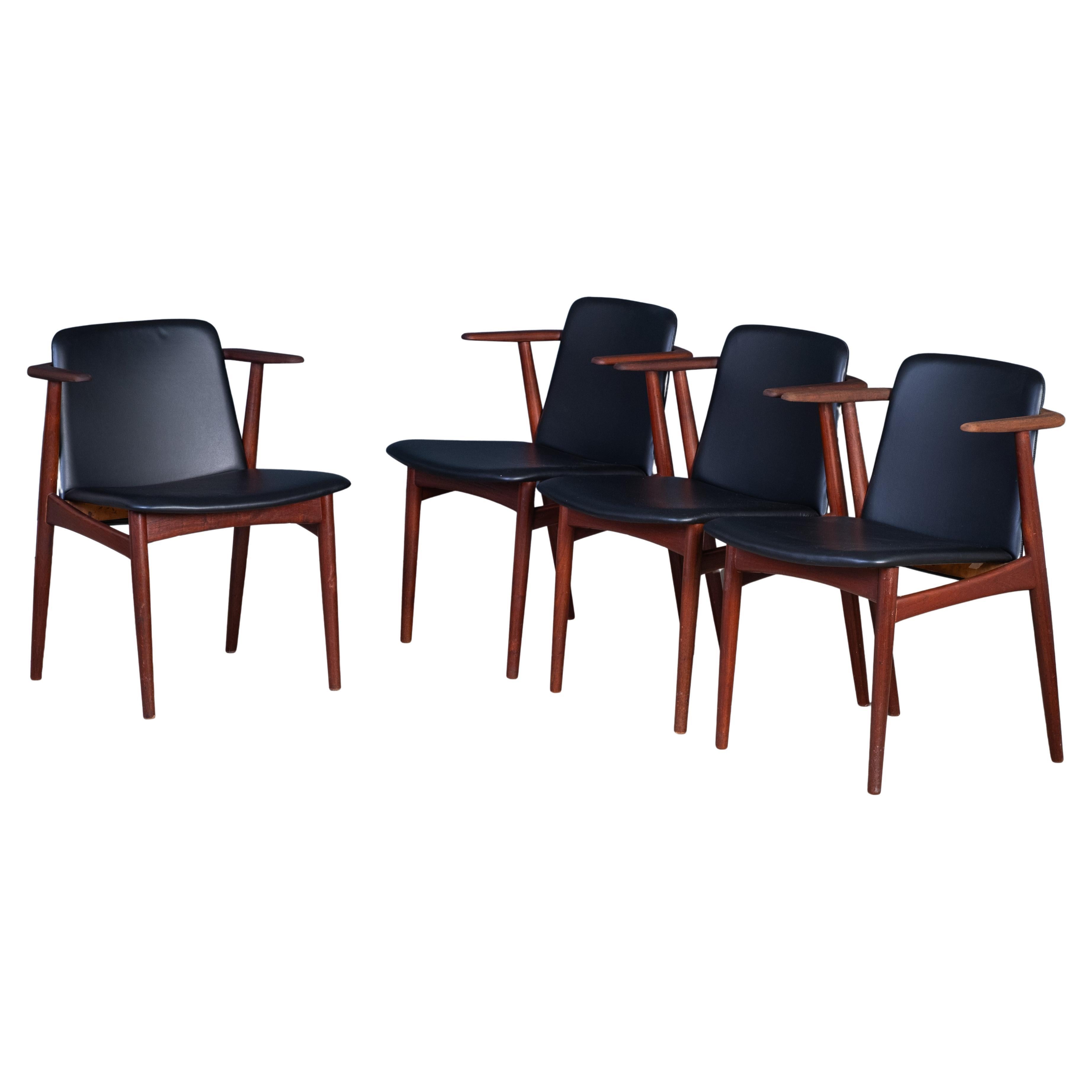 Vintage Danish Teak Armchairs by Hans Olsen, 1960s, Set of 4 For Sale
