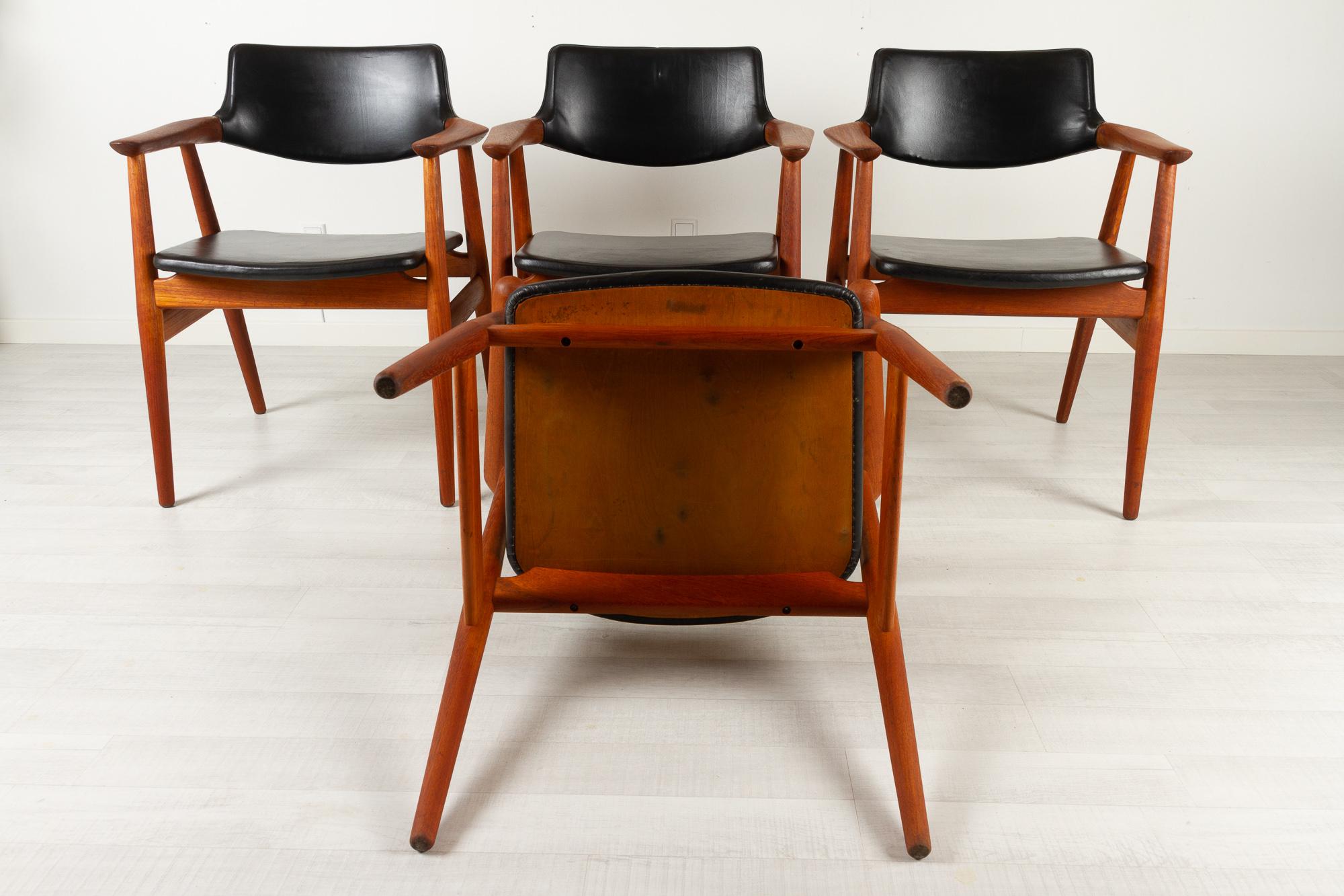 Vintage Danish Teak Armchairs GM11 by Svend Aage Eriksen 1960s Set of 4 For Sale 14