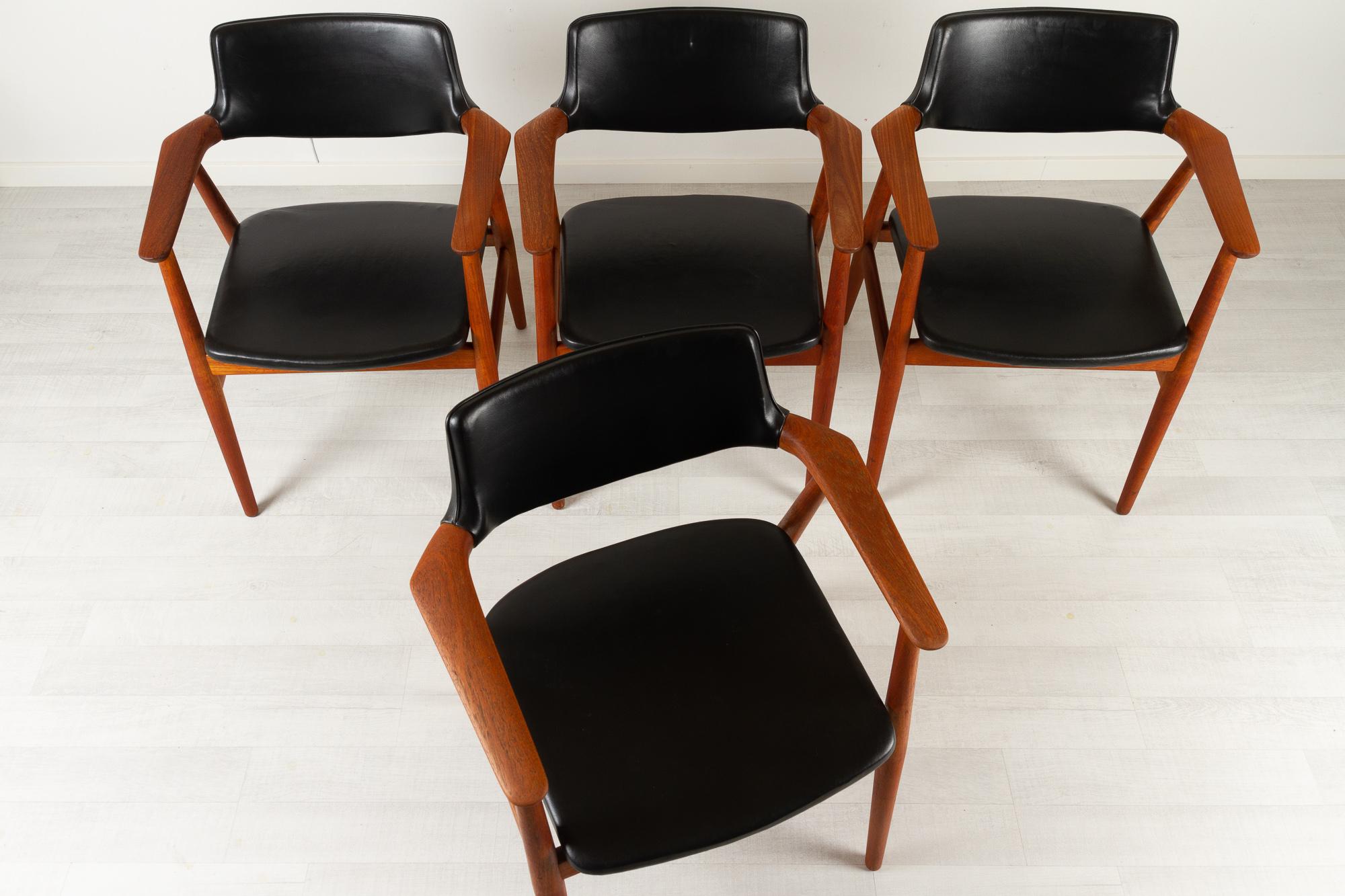 Mid-20th Century Vintage Danish Teak Armchairs GM11 by Svend Aage Eriksen 1960s Set of 4 For Sale