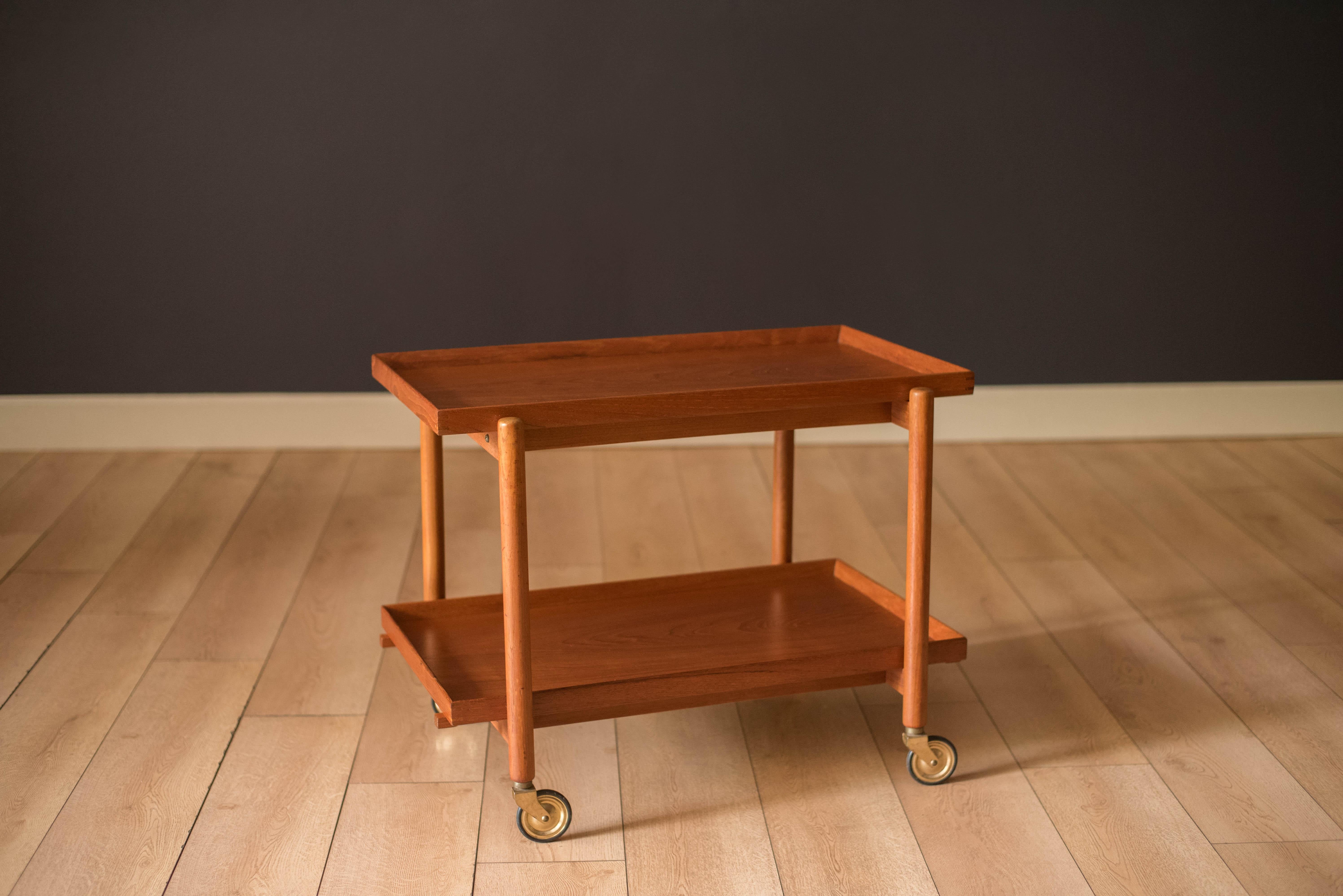 Scandinavian Modern Vintage Danish Teak Bar Cart by Poul Hundevad