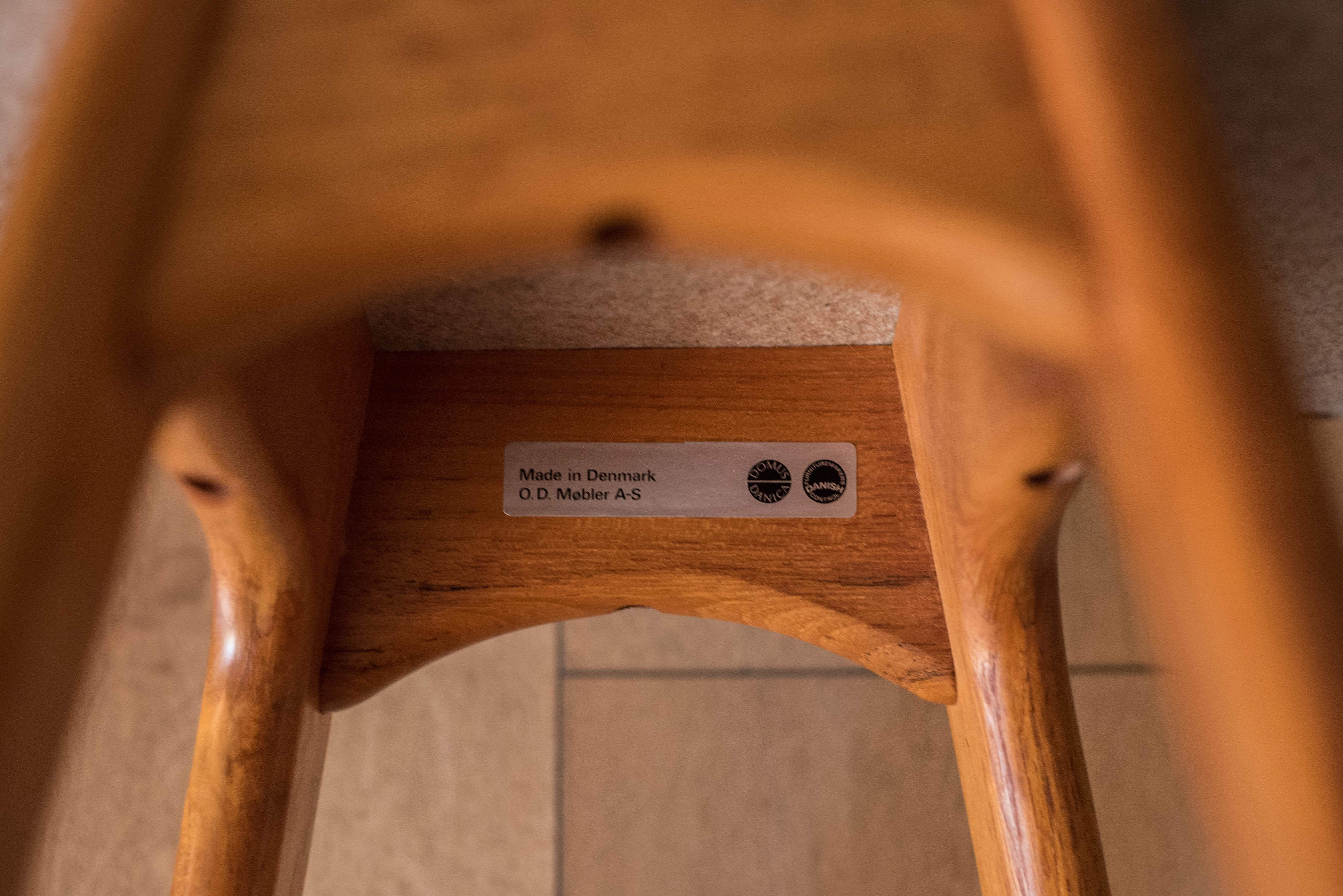 Vintage Danish Teak Bar Stool by Erik Buch for O.D. Mobler For Sale 5
