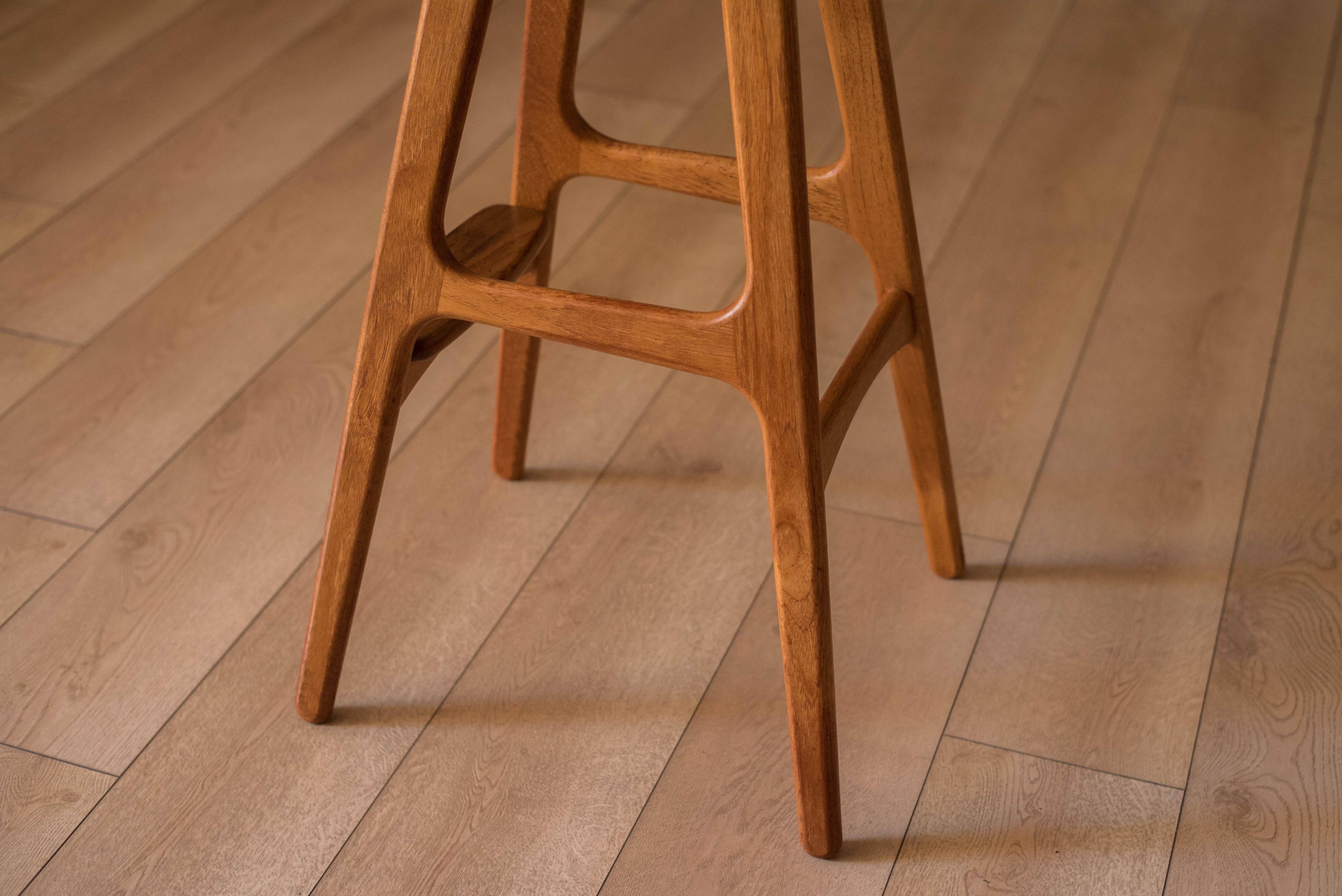 Mid-20th Century Vintage Danish Teak Bar Stool by Erik Buch for O.D. Mobler For Sale