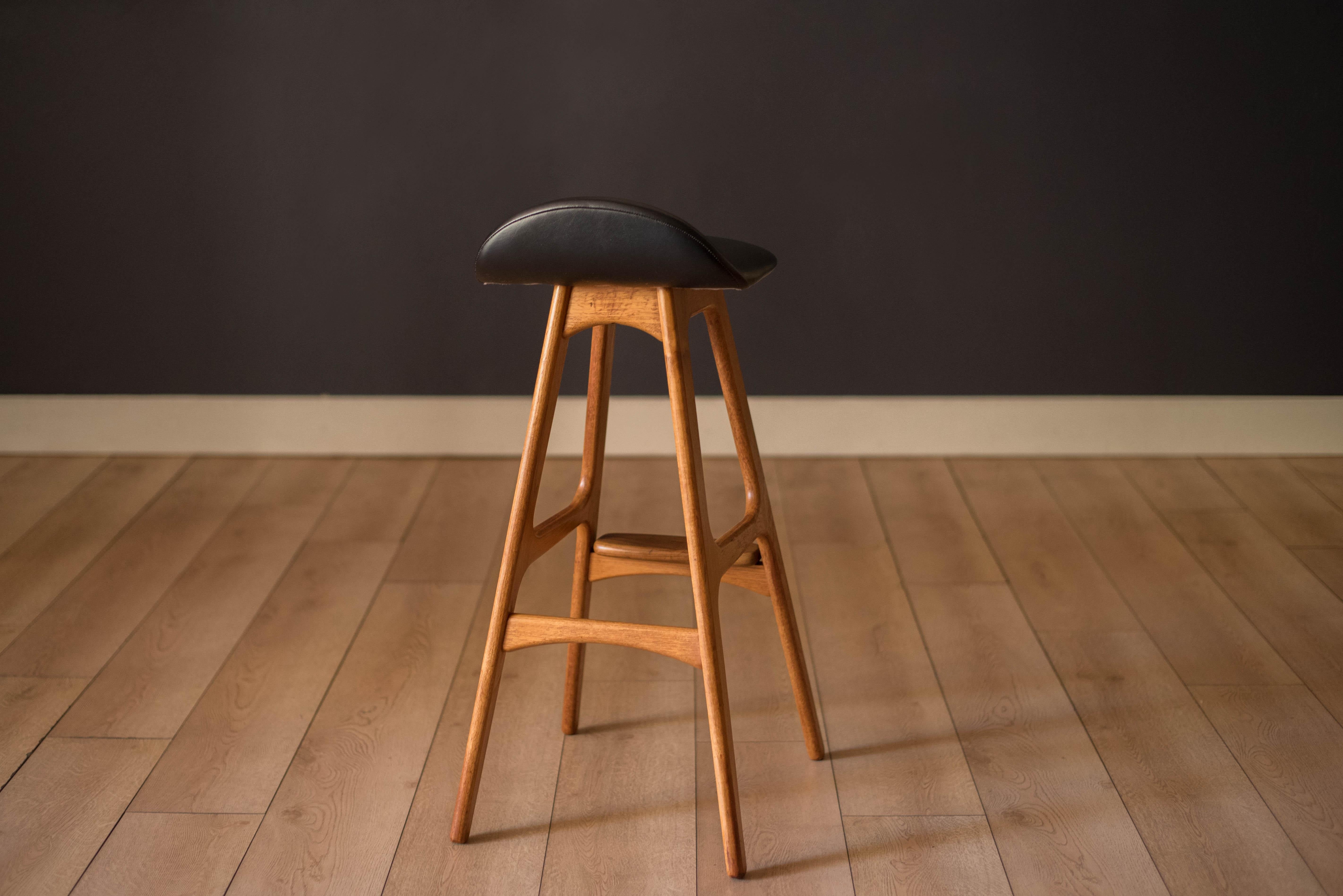Vintage Danish Teak Bar Stool by Erik Buch for O.D. Mobler For Sale 1